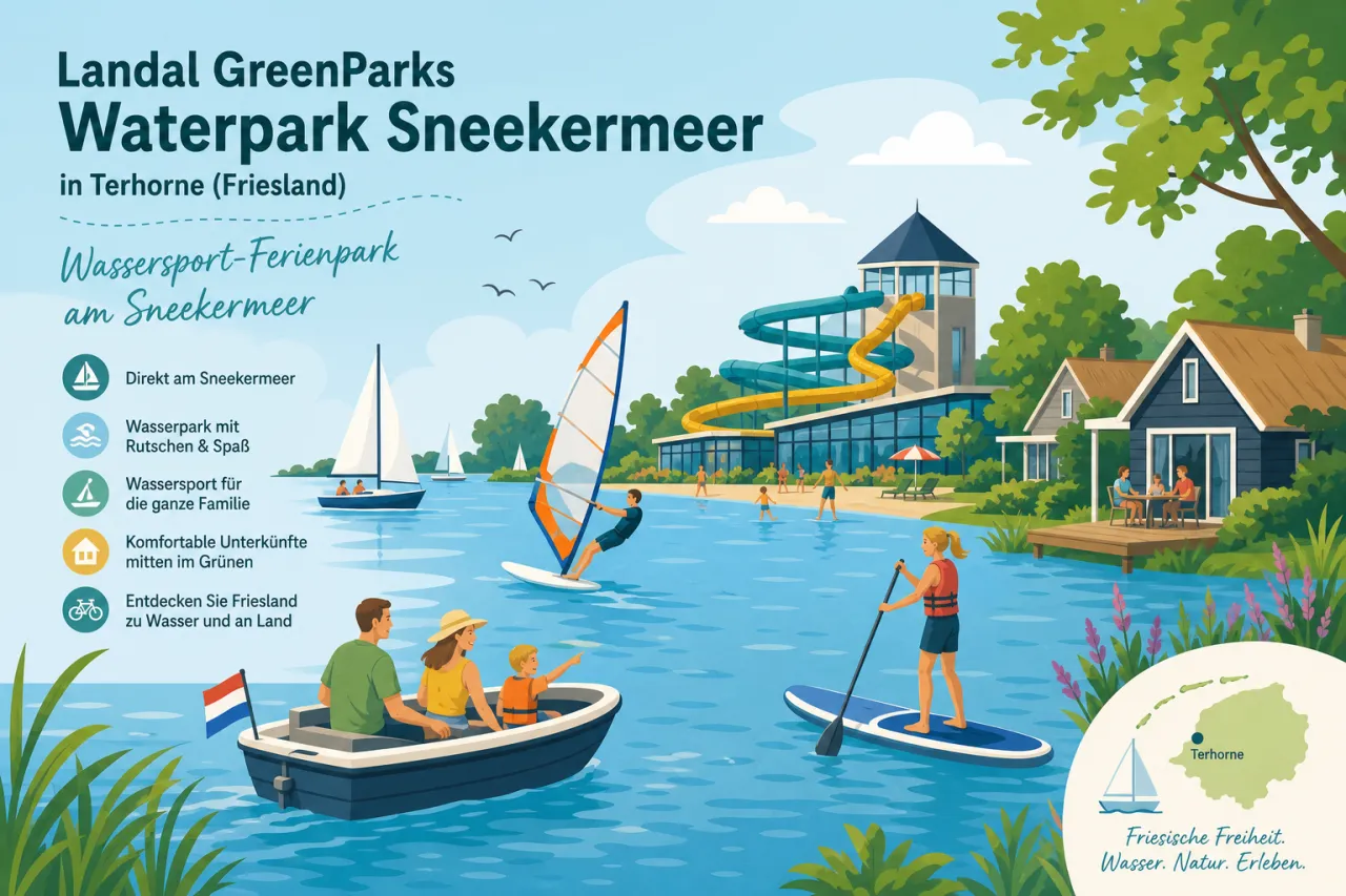 Landal GreenParks Waterpark Sneekermeer in Terhorne (Friesland) — Wassersport-Ferienpark am Sneekermeer