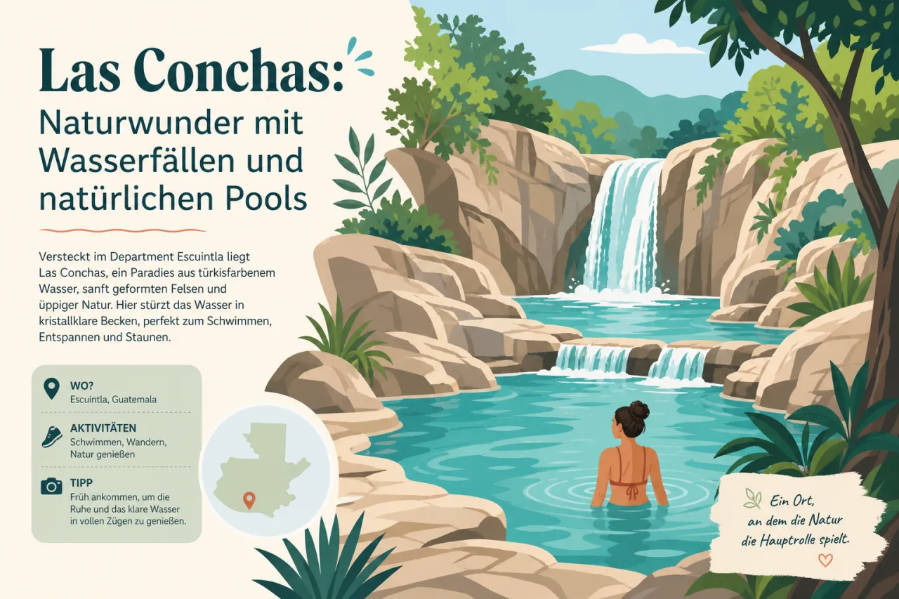 Las Conchas in Guatemala: Wasserfälle, Naturpools und Wanderwege