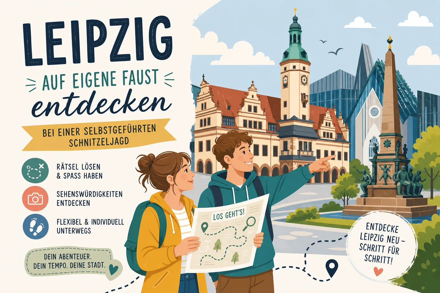 Leipzig auf eigene Faust entdecken bei einer selbstgeführten Schnitzeljagd