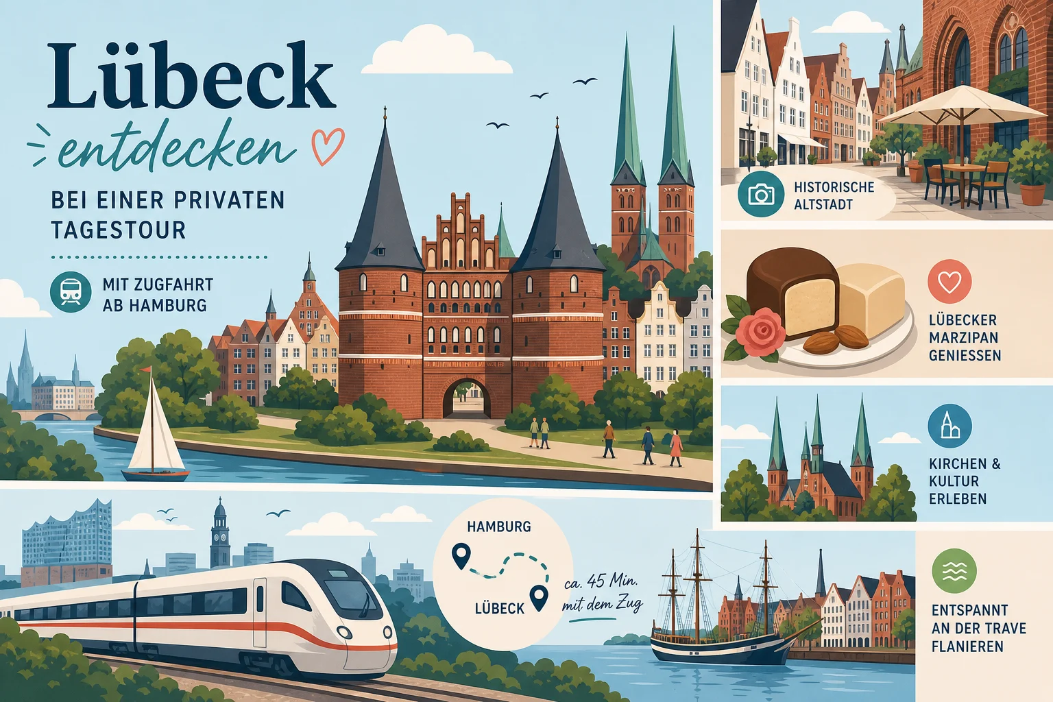 Lübeck entdecken bei einer privaten Tagestour mit Zugfahrt ab Hamburg