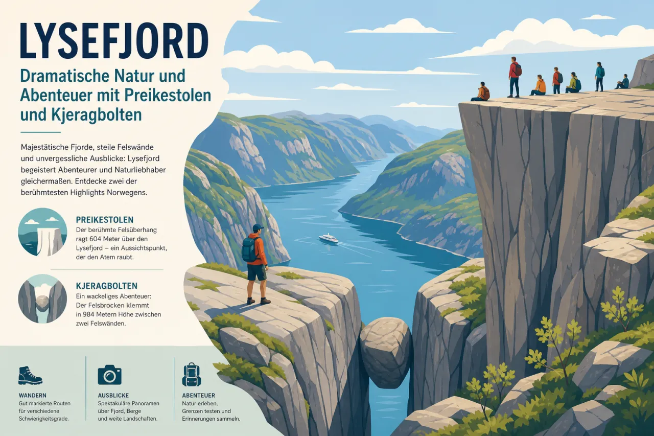 Lysefjord: Dramatische Natur und Abenteuer mit Preikestolen und Kjeragbolten