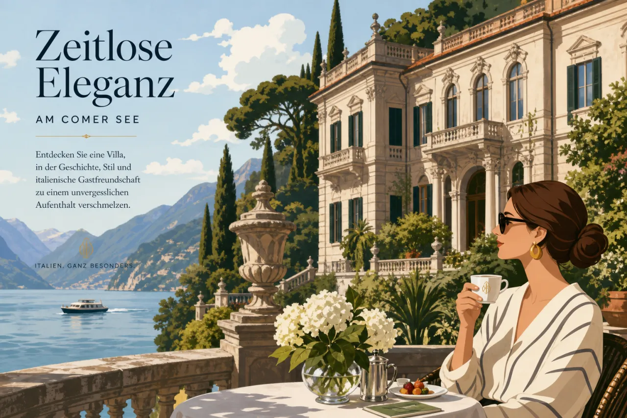 Villa Roccabruna am Ufer des Comer Sees, Mandarin Oriental Lago di Como, umgeben von Waldgrün