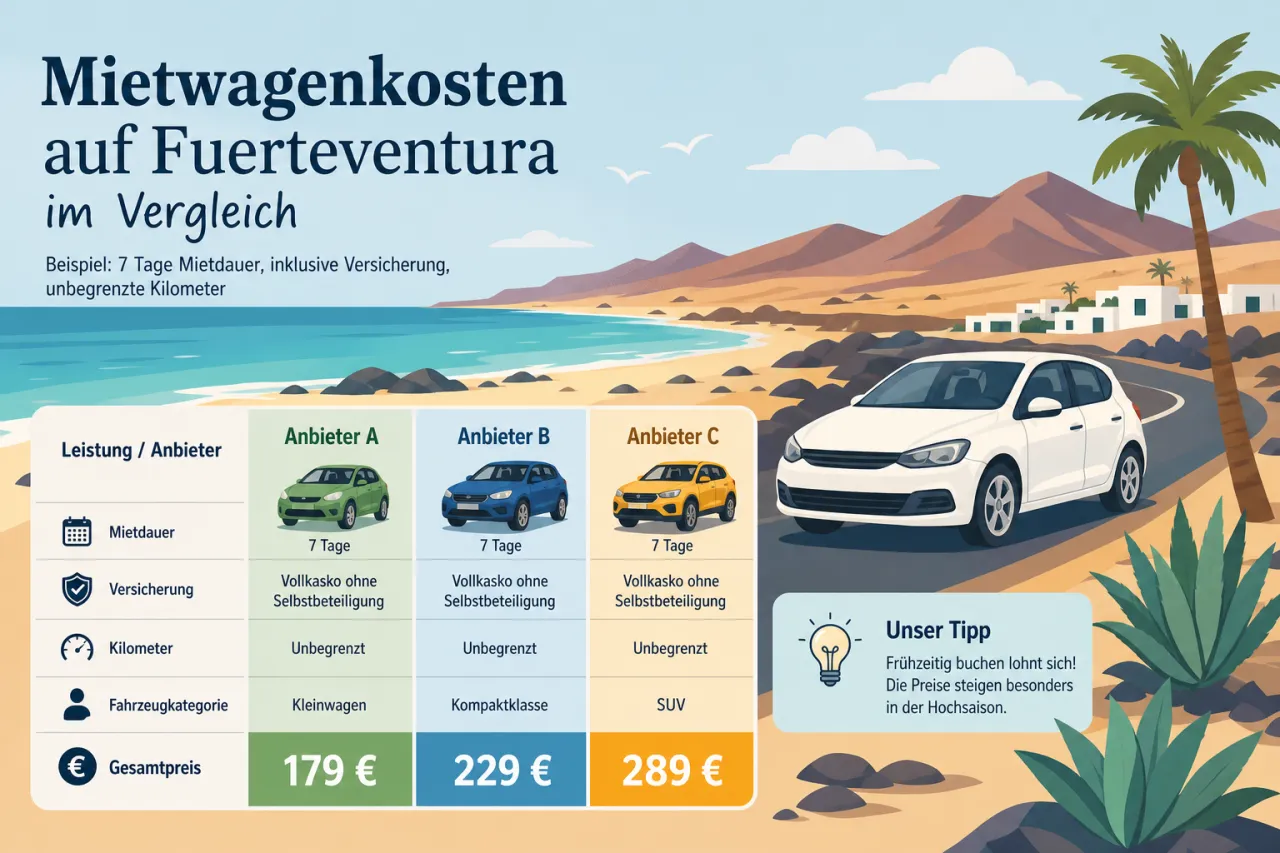 Mietwagenkosten auf Fuerteventura im Vergleich