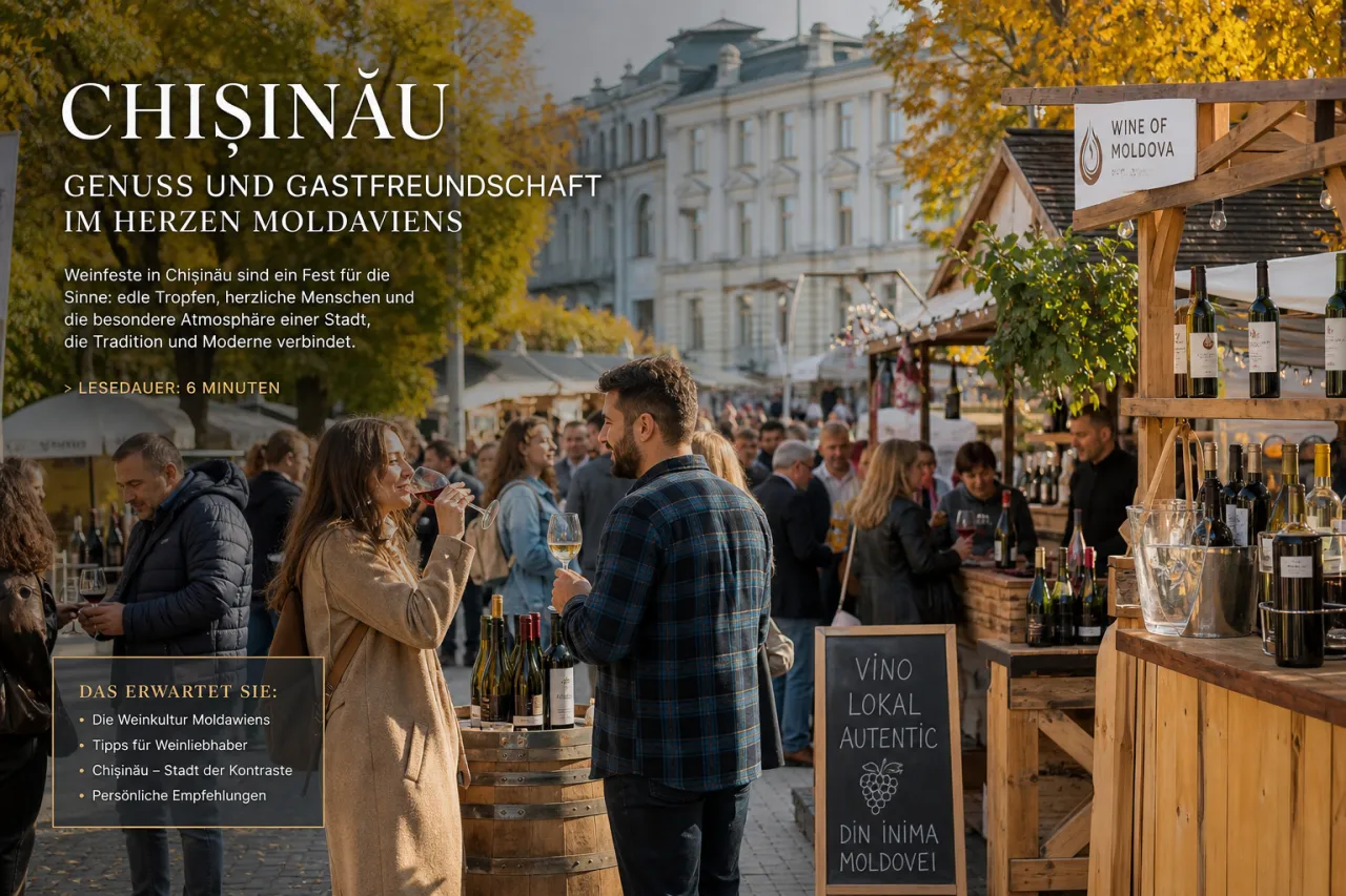 Weinverkostung beim National Wine Day in Chișinău, Moldau — Besucher mit Gläsern auf einem Open-Air-Platz