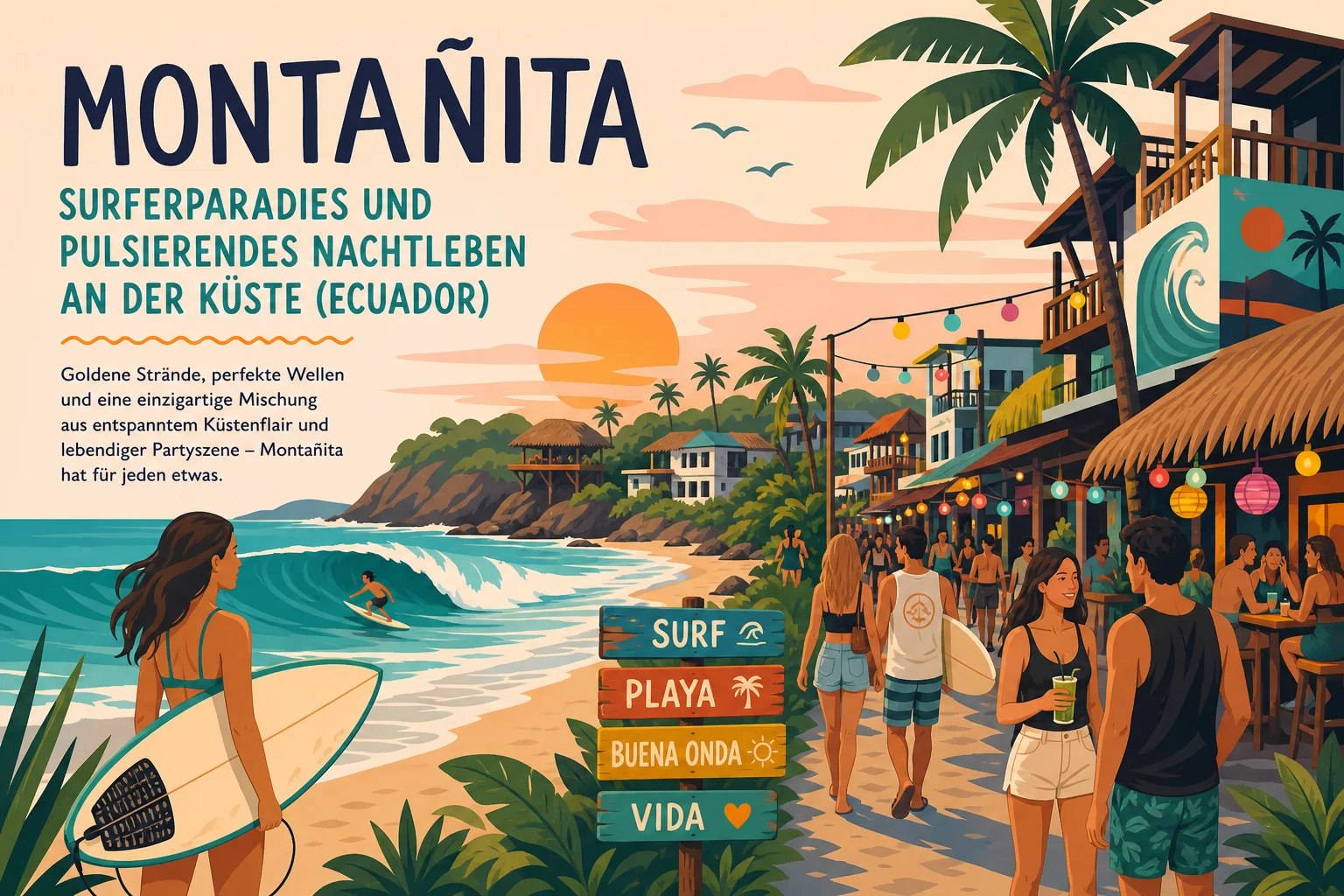 Montañita: Surferparadies und Nachtleben an Ecuadors Pazifikküste