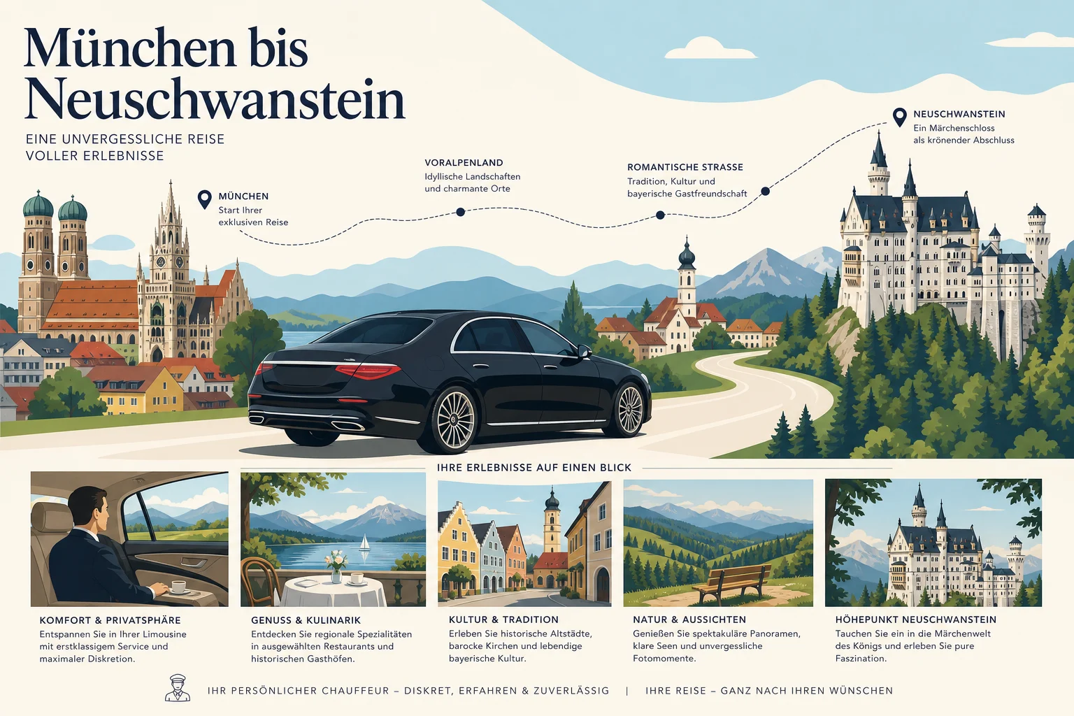 München bis Neuschwanstein in Stil mit Limousine