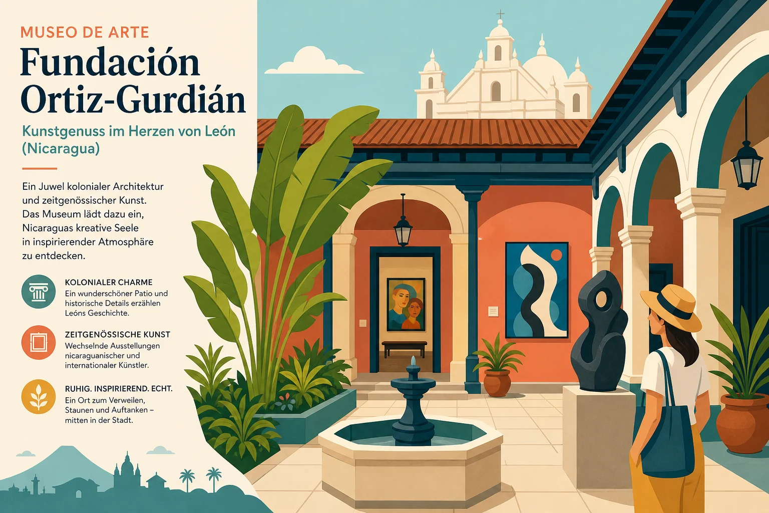 Museo de Arte Fundación Ortiz-Gurdián in León: Kunst, Kolonialhäuser und ein guter Zwischenstopp