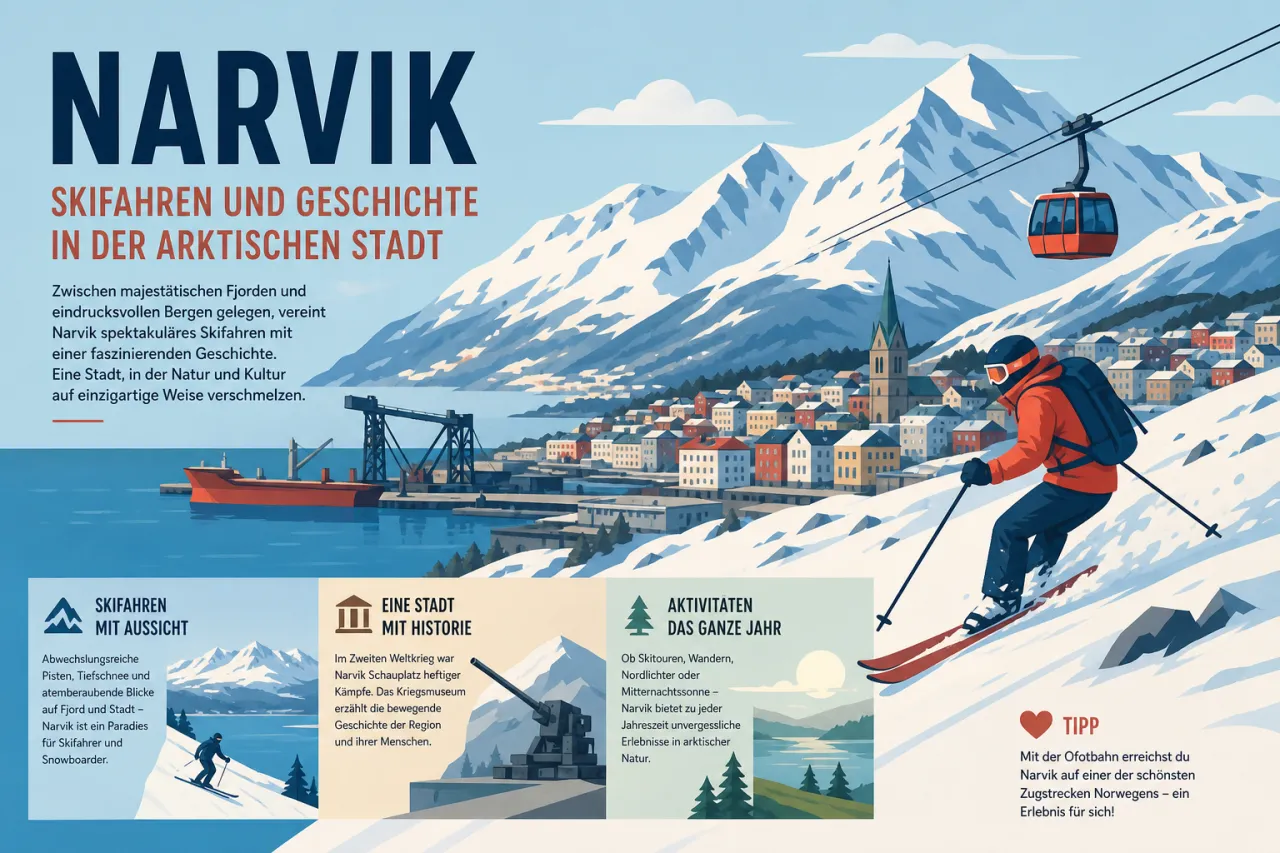 Narvik: Skifahren und Geschichte in der arktischen Stadt