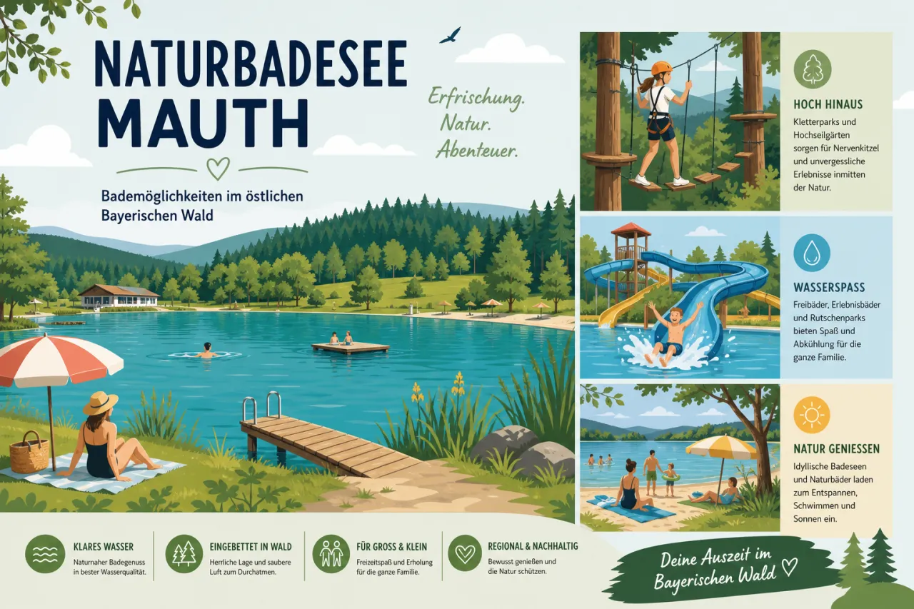 Naturbadesee Mauth und die Bademöglichkeiten im östlichen Bayerischen Wald