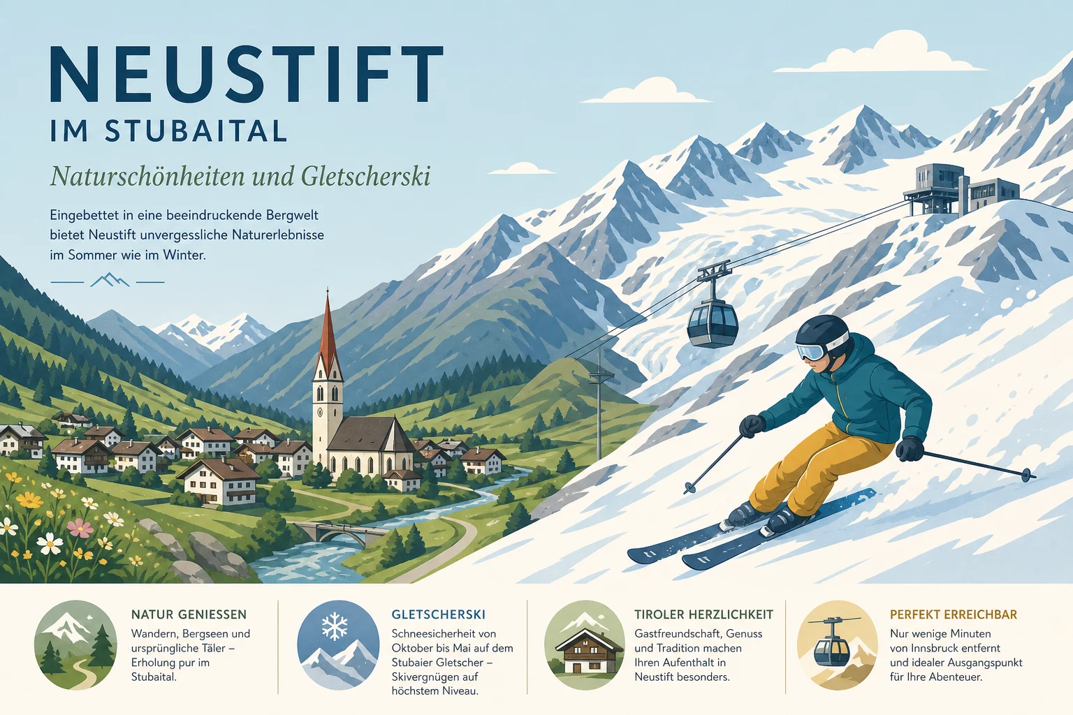 Neustift im Stubaital: Naturschönheiten und Gletscherski