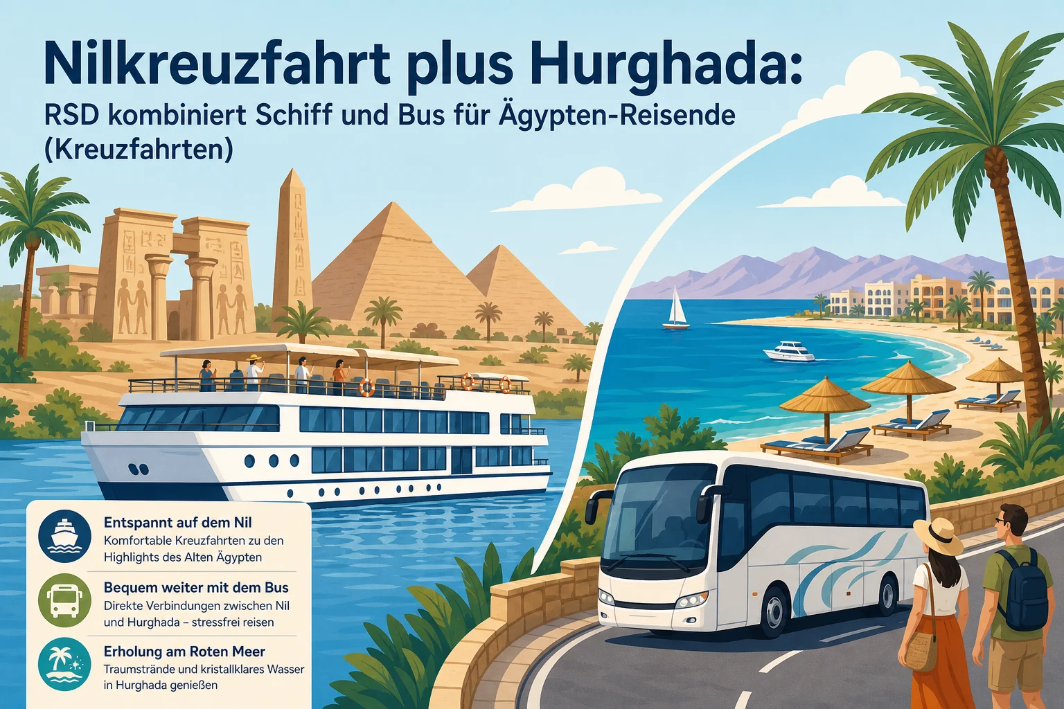 Nilkreuzfahrt plus Hurghada: RSD kombiniert Schiff und Bus für Ägypten-Reisende