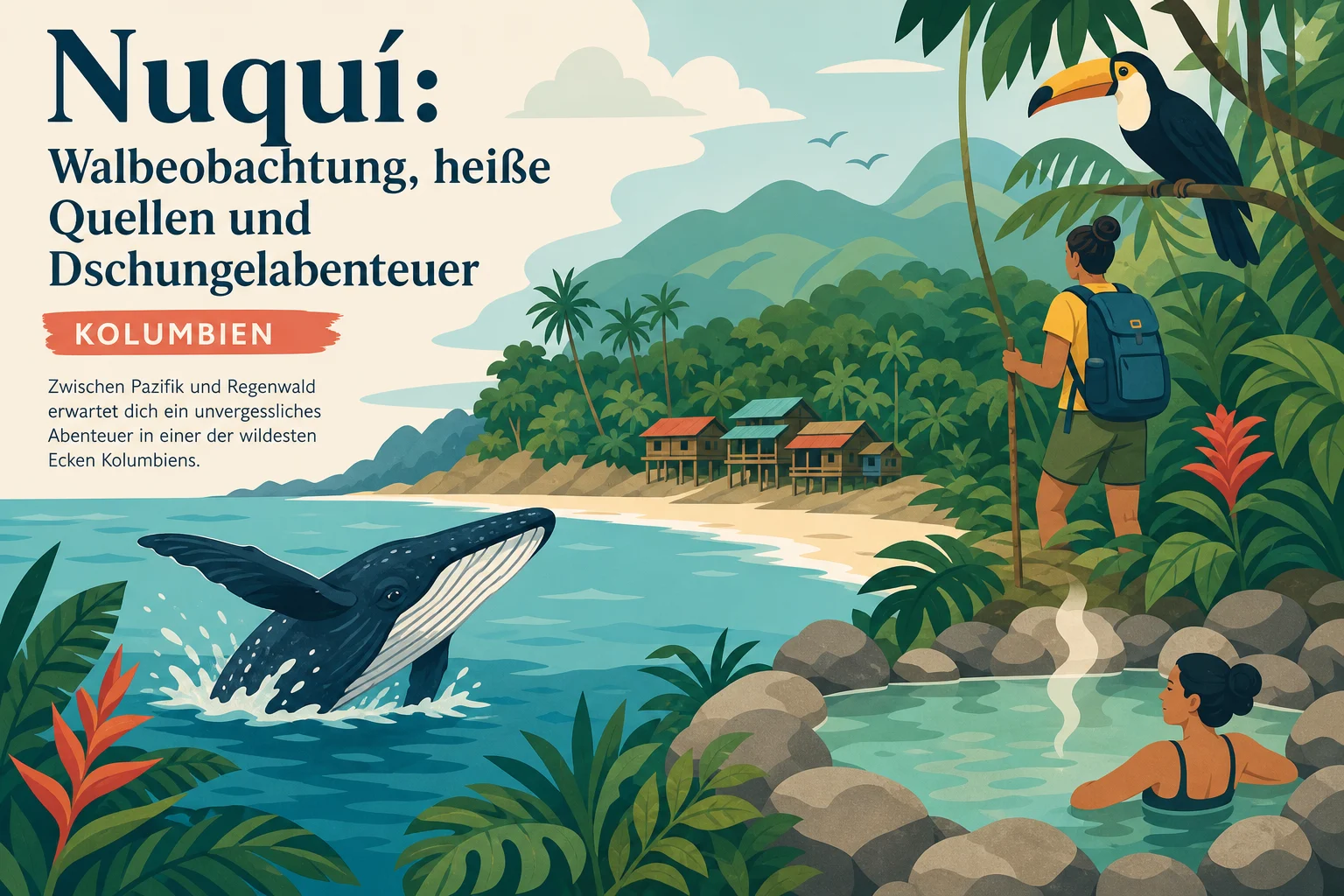Nuquí: Walbeobachtung, heiße Quellen und Dschungelabenteuer