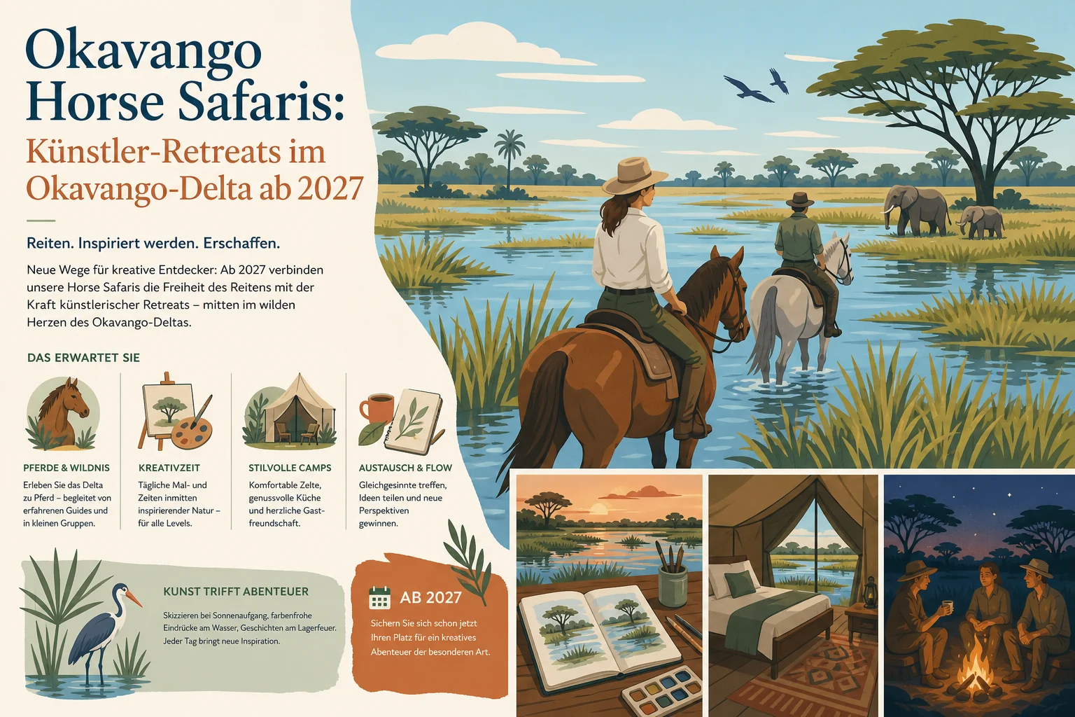 Okavango Horse Safaris: Künstler-Retreats im Okavango-Delta ab 2027