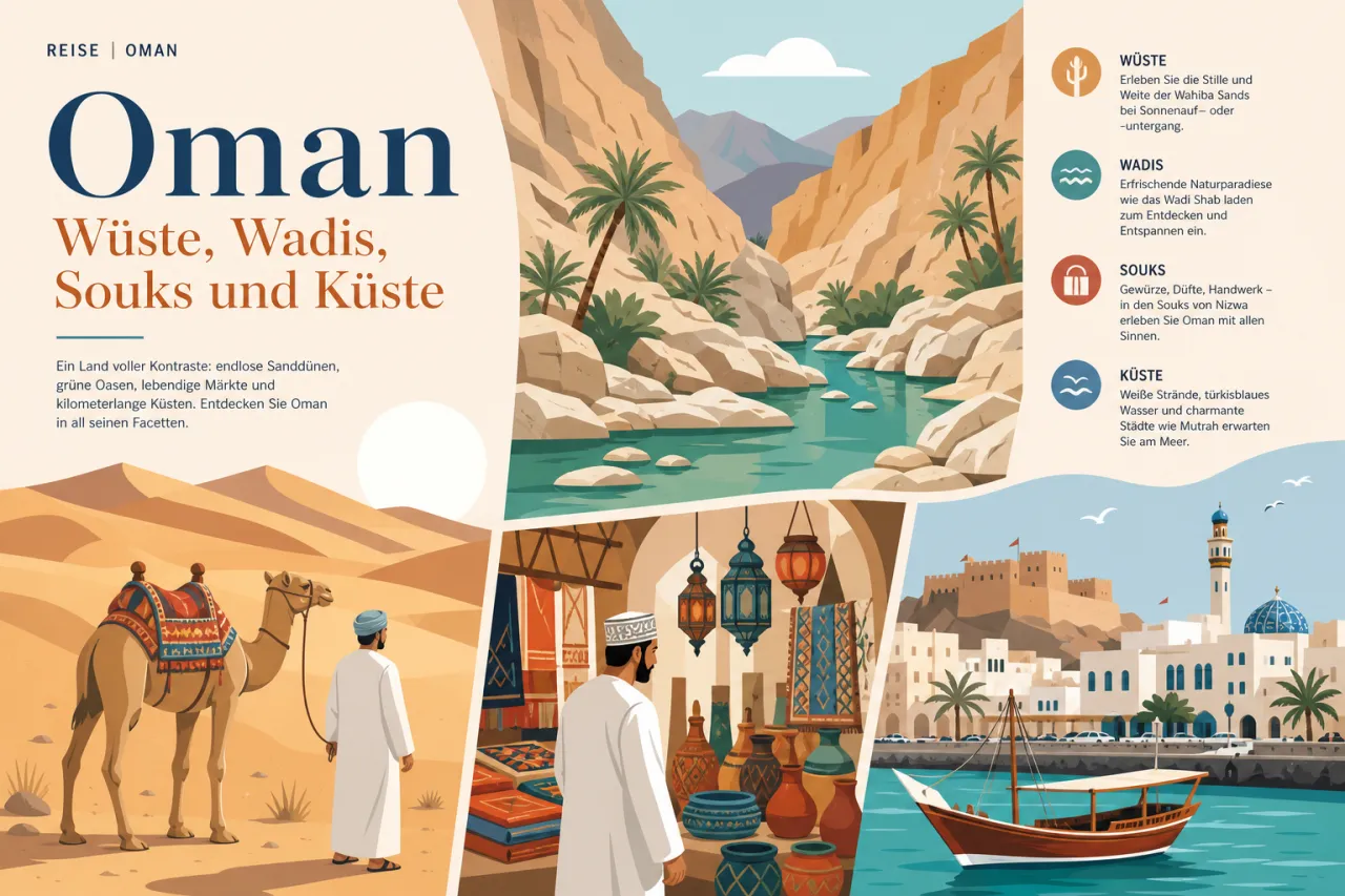 Oman Urlaub: Wüste, Wadis, Souks und Küste