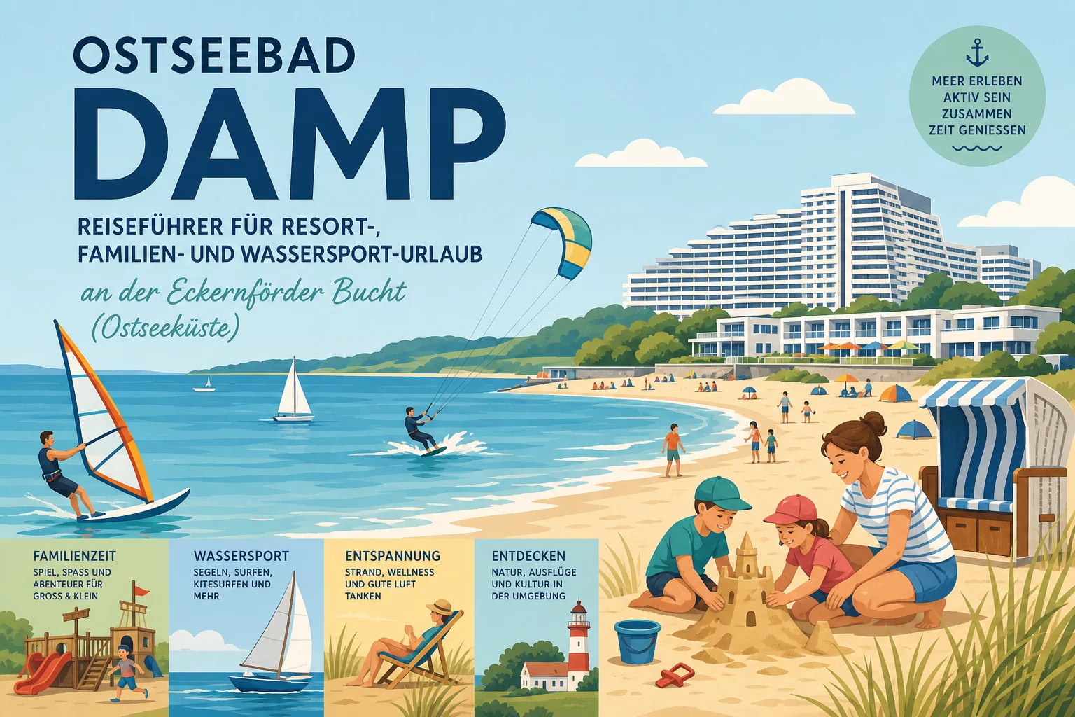 Ostseebad Damp: Reiseführer für Resort-, Familien- und Wassersport-Urlaub an der Eckernförder Bucht
