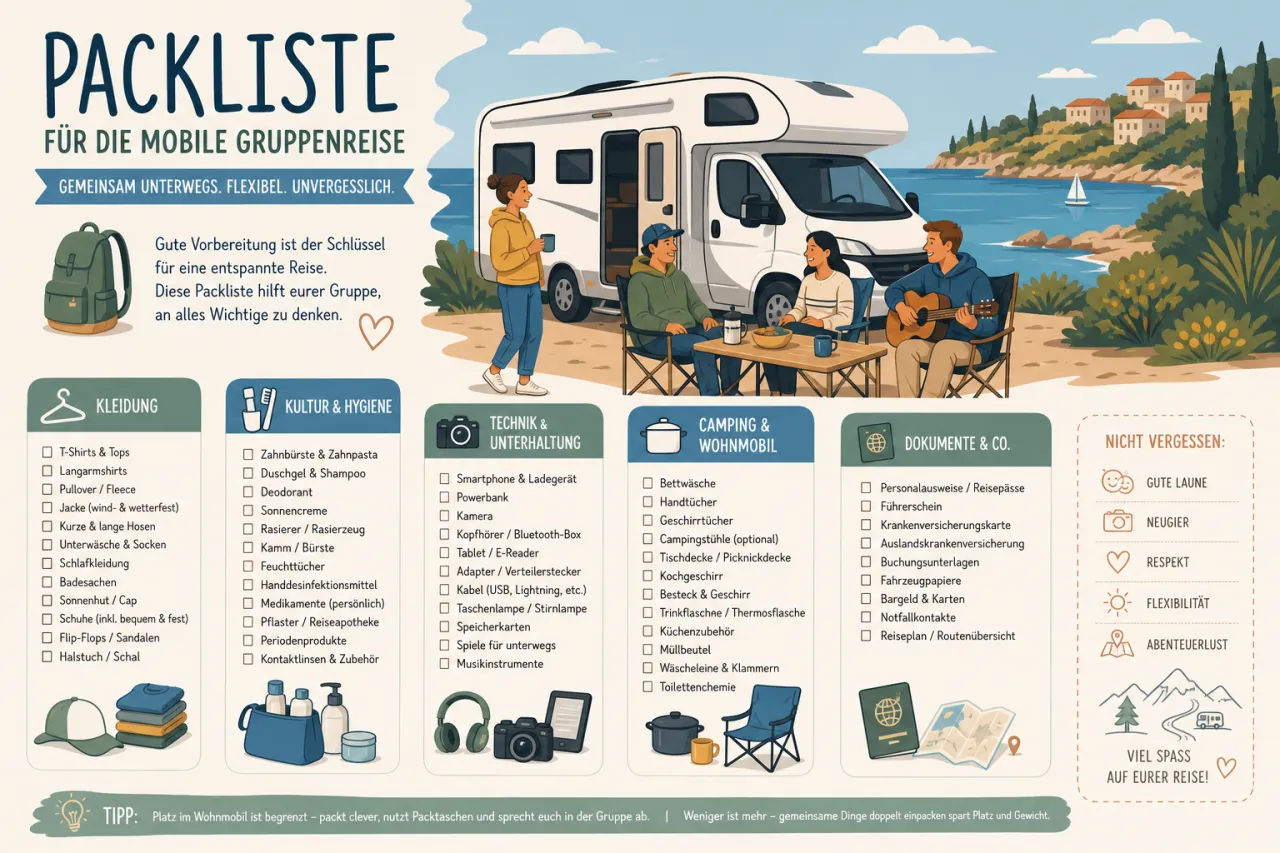 Packliste für die mobile Gruppenreise