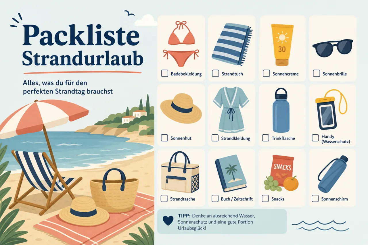 Packliste Strandurlaub: Alles, was du für den perfekten Strandtag brauchst