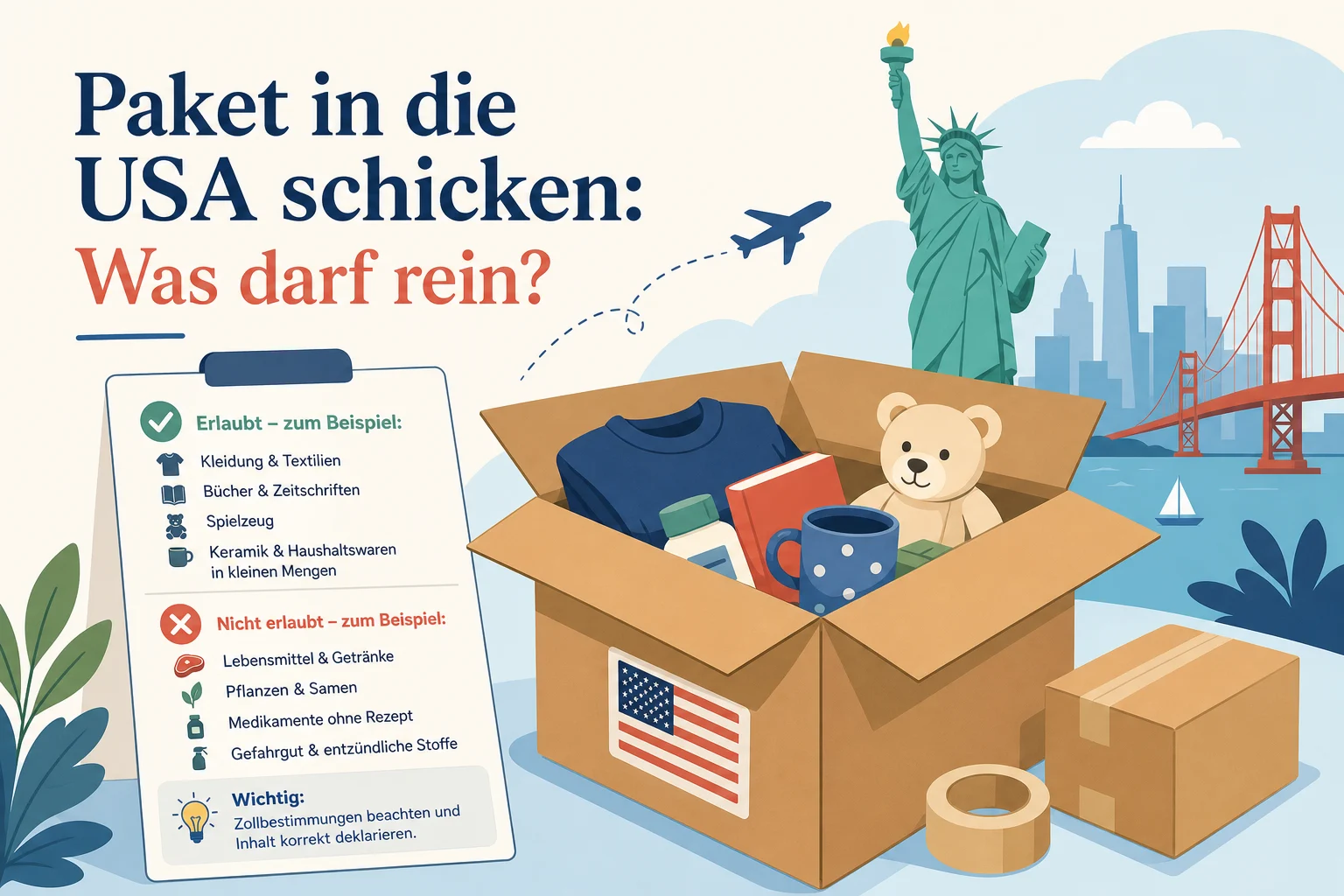 Paket in die USA schicken: Was darf rein?