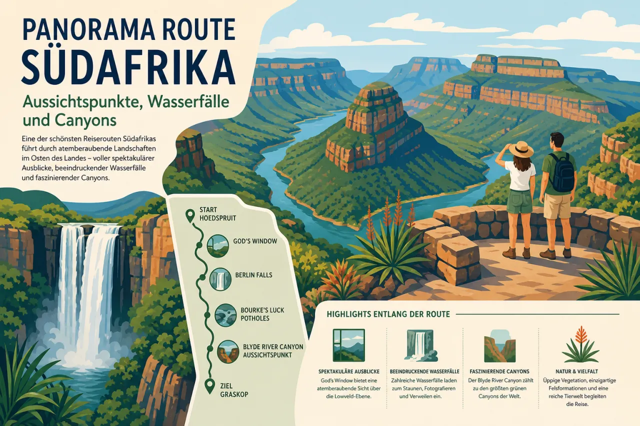 Panorama Route Südafrika: Aussichtspunkte, Wasserfälle und Canyons