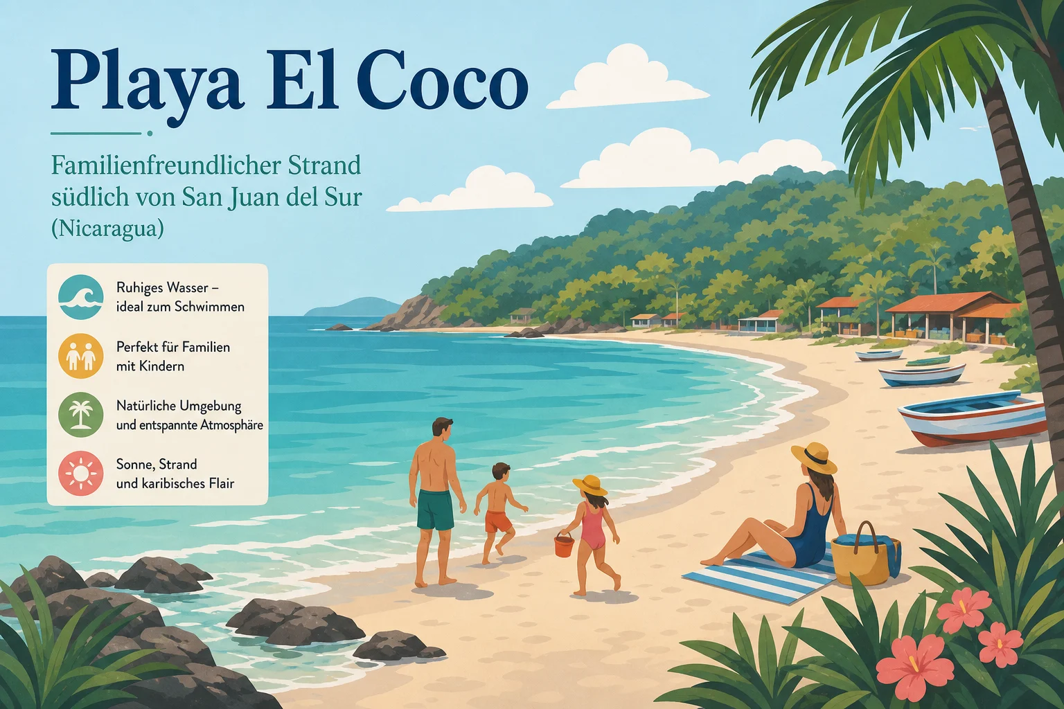 Playa El Coco: Familienfreundlicher Strand südlich von San Juan del Sur