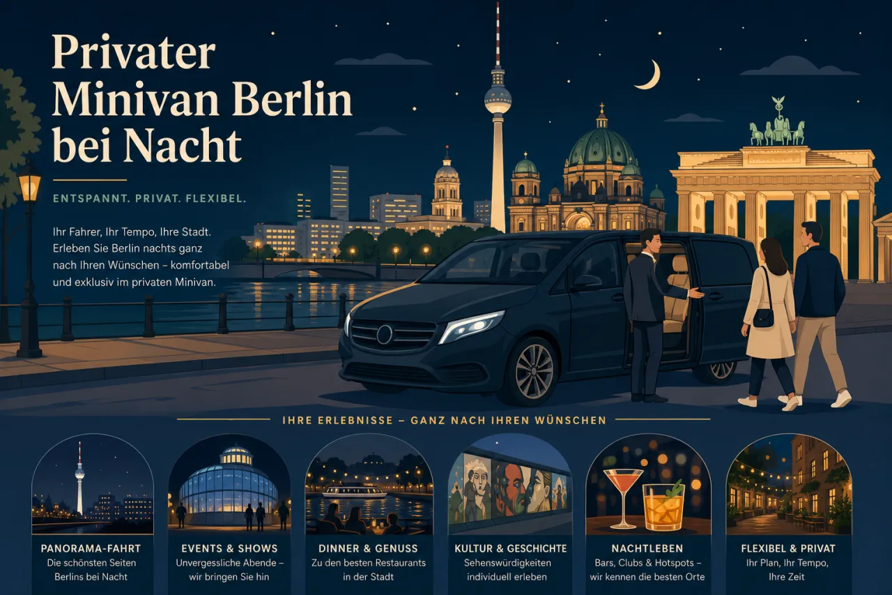 Privater Minivan Berlin bei Nacht mit Highlights
