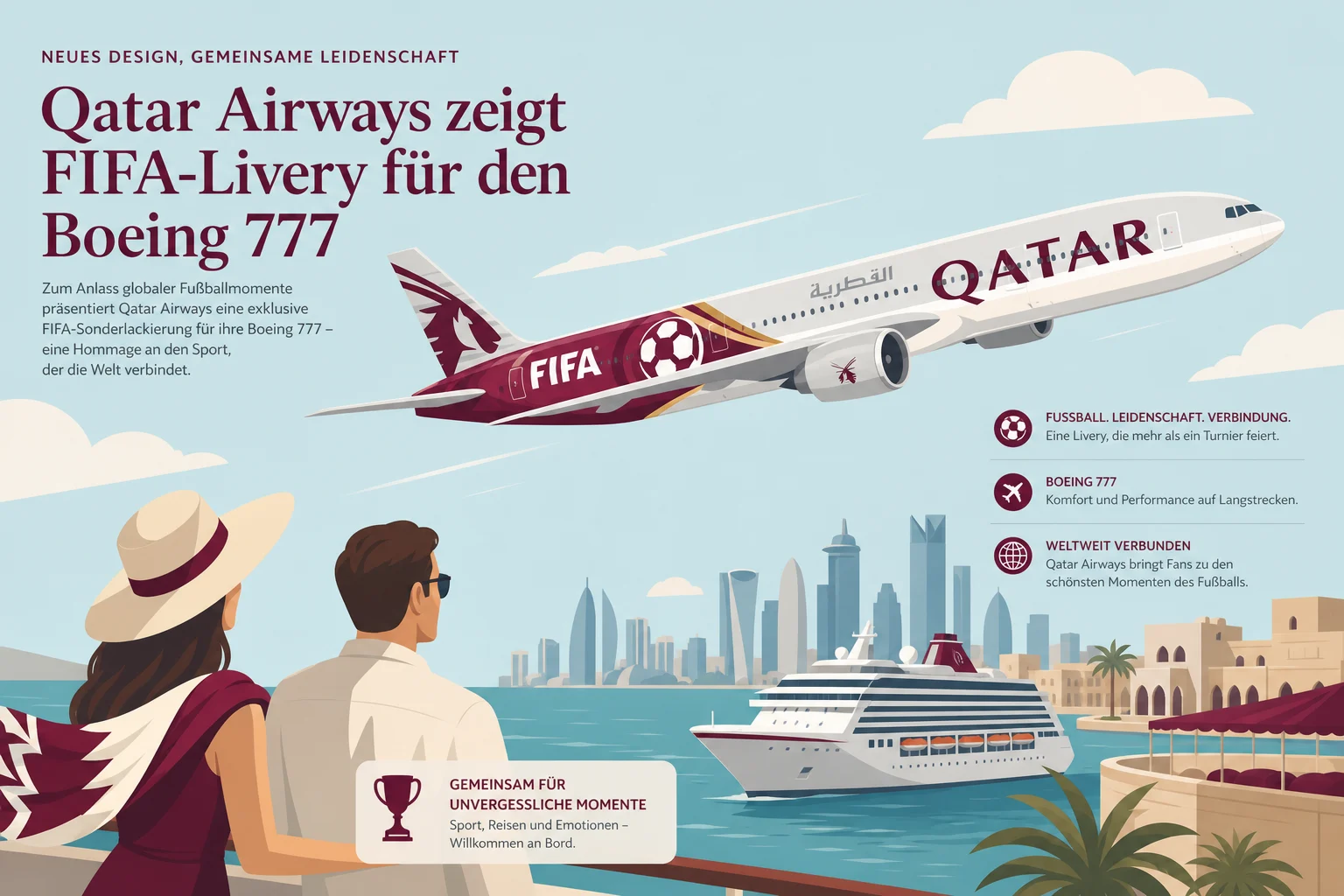 Qatar Airways zeigt FIFA-Livery für den Boeing 777