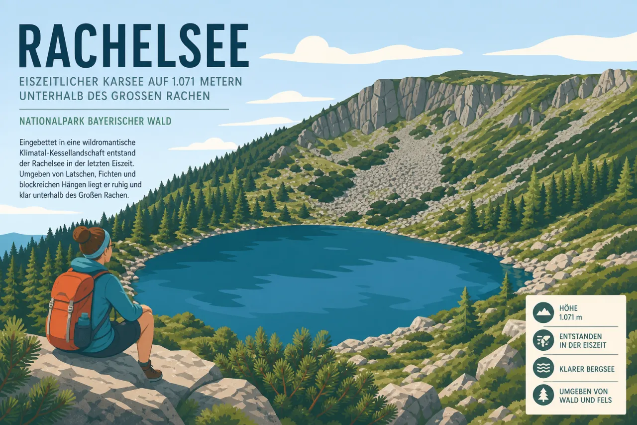 Rachelsee — eiszeitlicher Karsee auf 1.071 Metern unterhalb des Großen Rachen im Nationalpark Bayerischer Wald