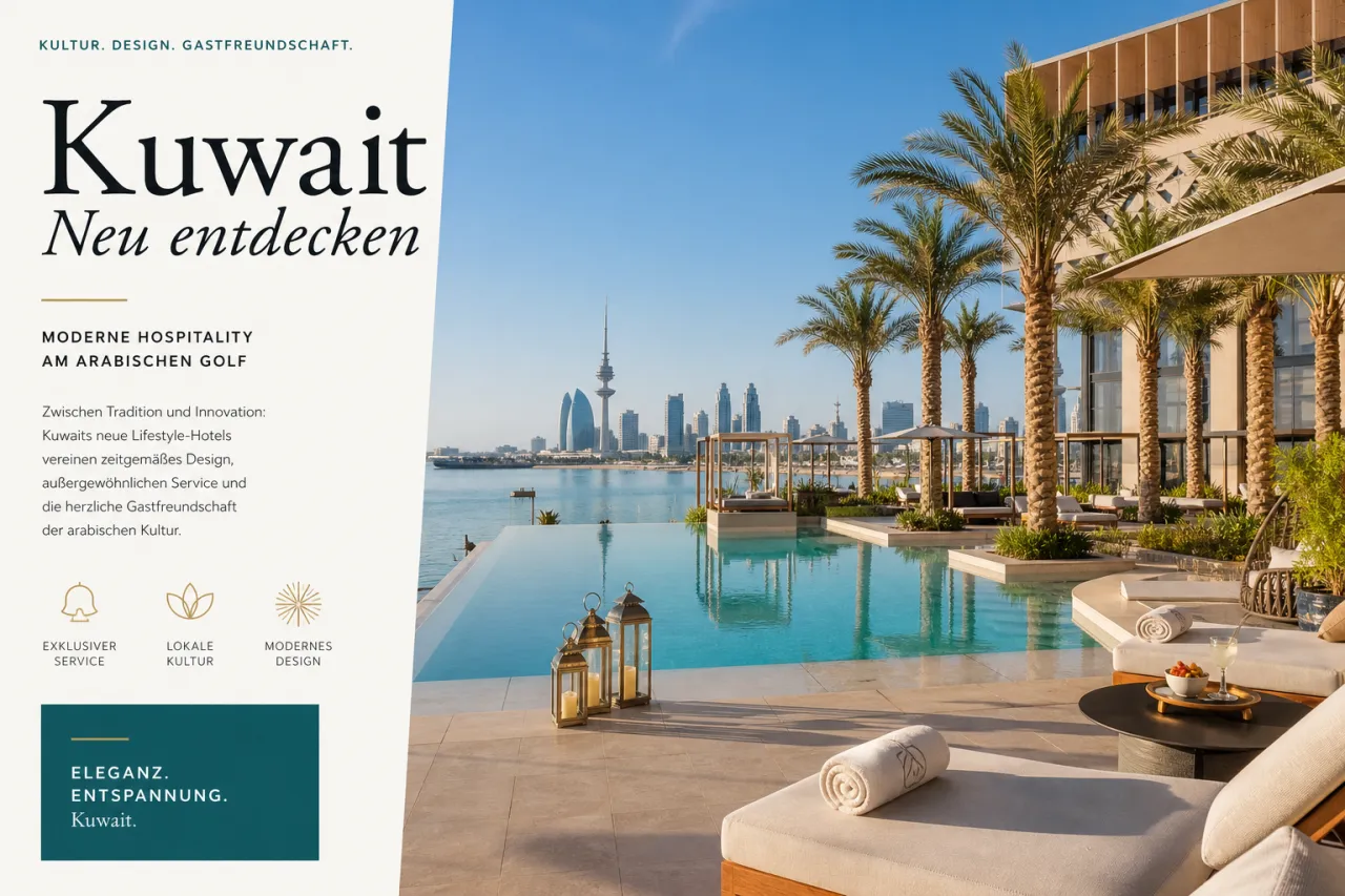 Ray Hotel by Cloud 7 in Mangaf, Kuwait – Poolbereich mit Blick auf den Arabischen Golf