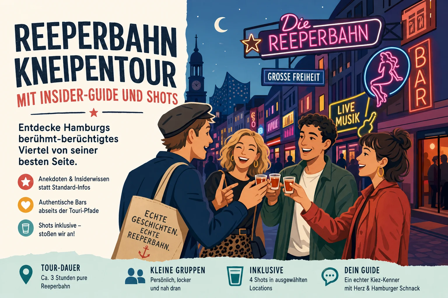 Reeperbahn Kneipentour mit Insider-Guide und Shots durch Hamburgs berühmt-berüchtigtes Viertel