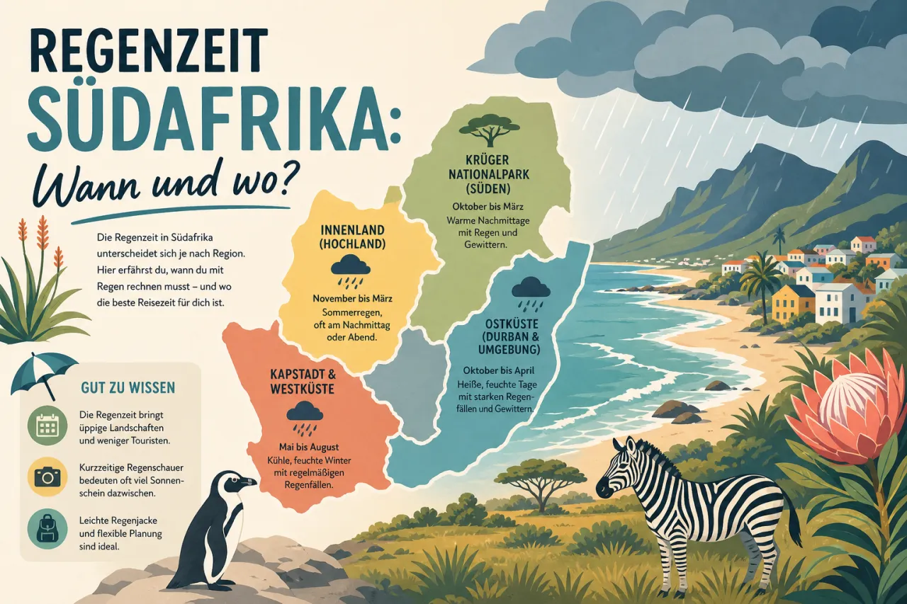 Regenzeit Südafrika: Wann und wo?
