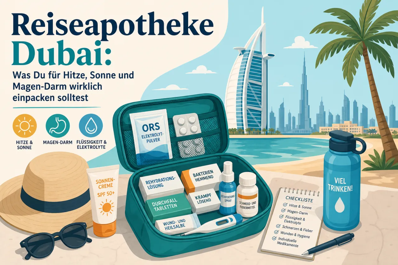 Reiseapotheke Dubai: Was Du für Hitze, Sonne und Magen-Darm wirklich einpacken solltest
