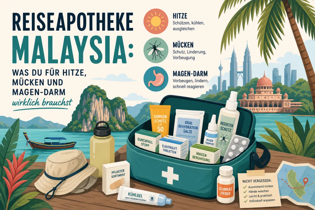 Reiseapotheke Malaysia: Was Du für Hitze, Mücken und Magen-Darm wirklich brauchst