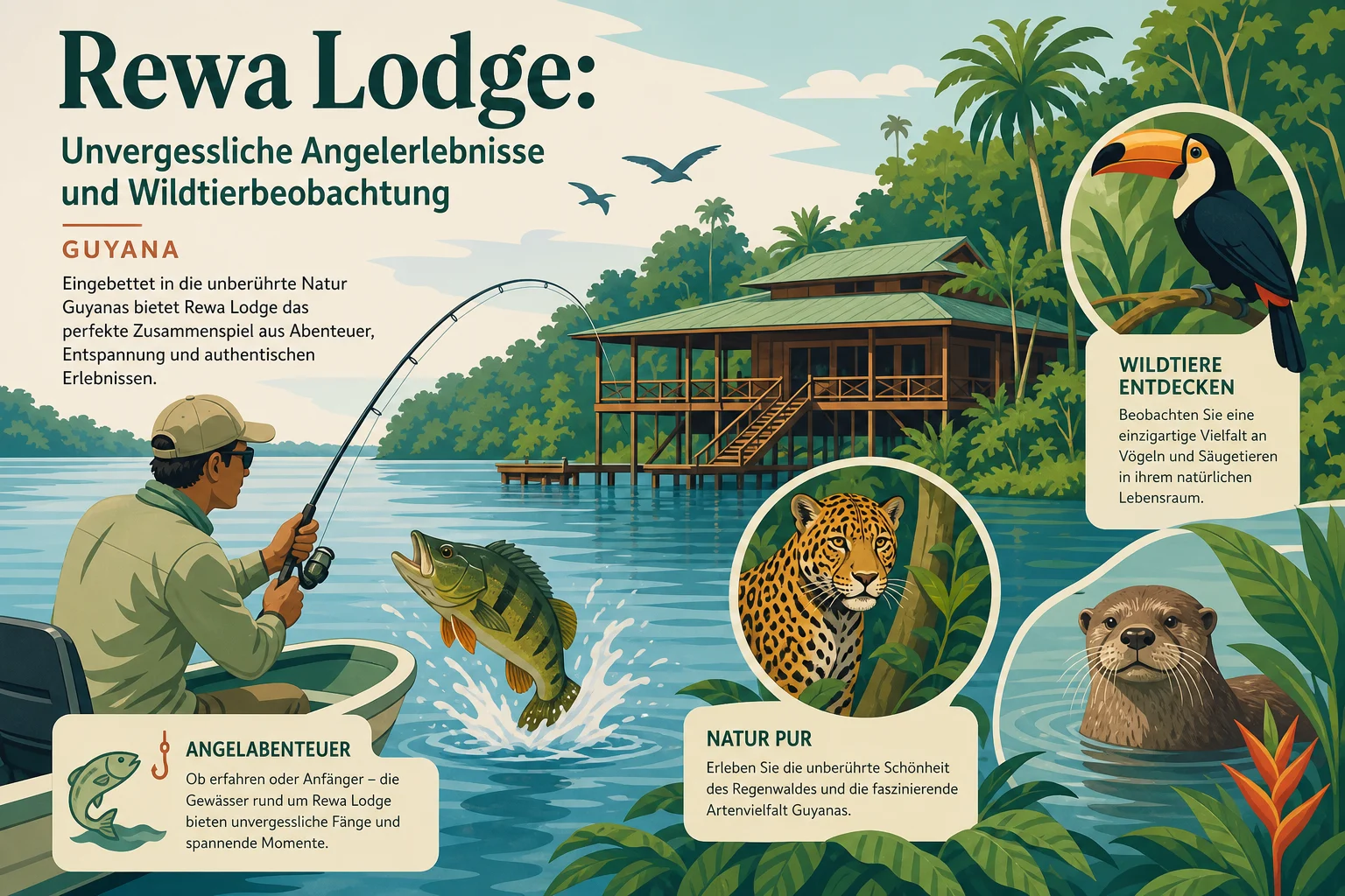 Rewa Lodge: Angeln und Wildtierbeobachtung in Guyana