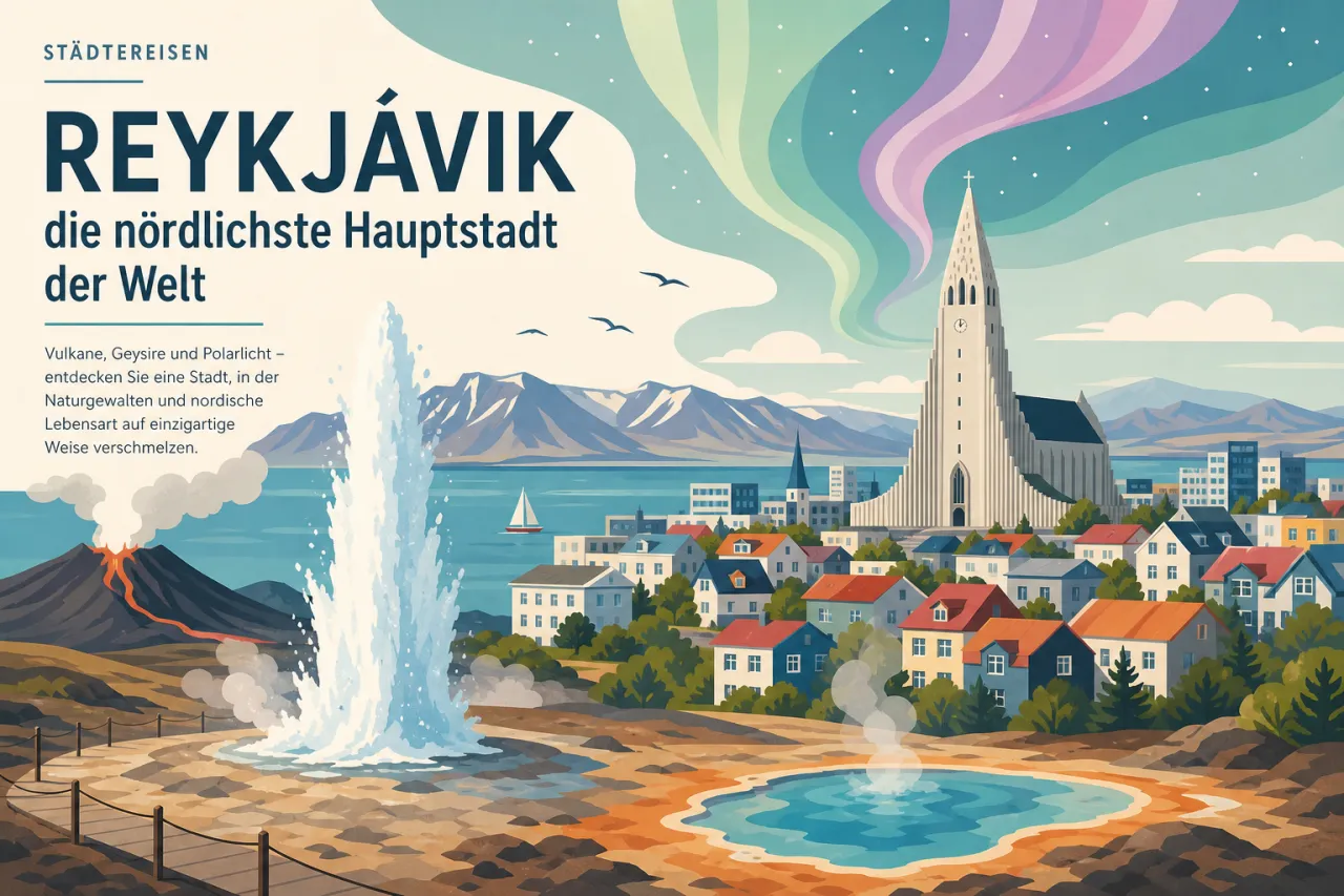 Reykjavík — die nördlichste Hauptstadt der Welt mit Vulkanen, Geysiren und Polarlicht