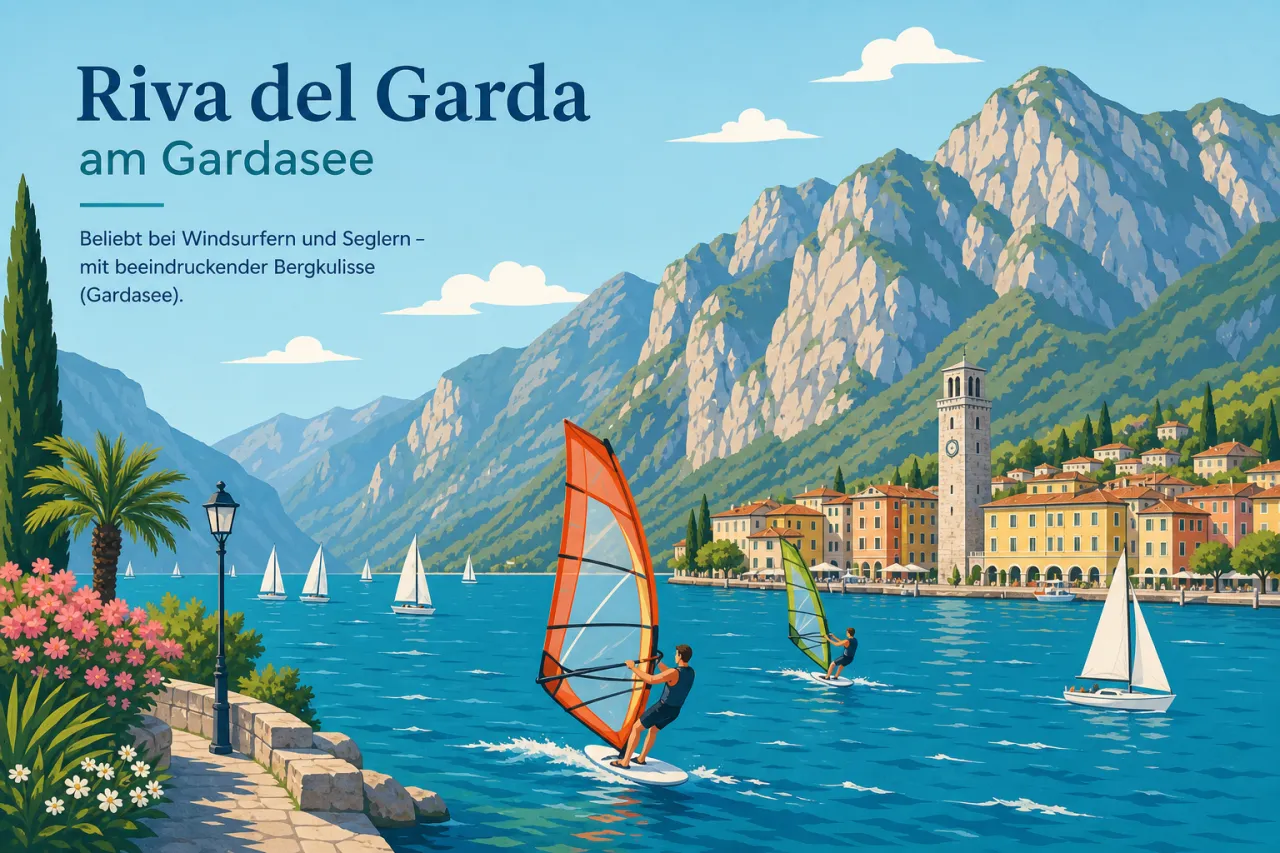 Riva del Garda am Gardasee: Beliebt bei Windsurfern und Seglern - mit beeindruckender Bergkulisse