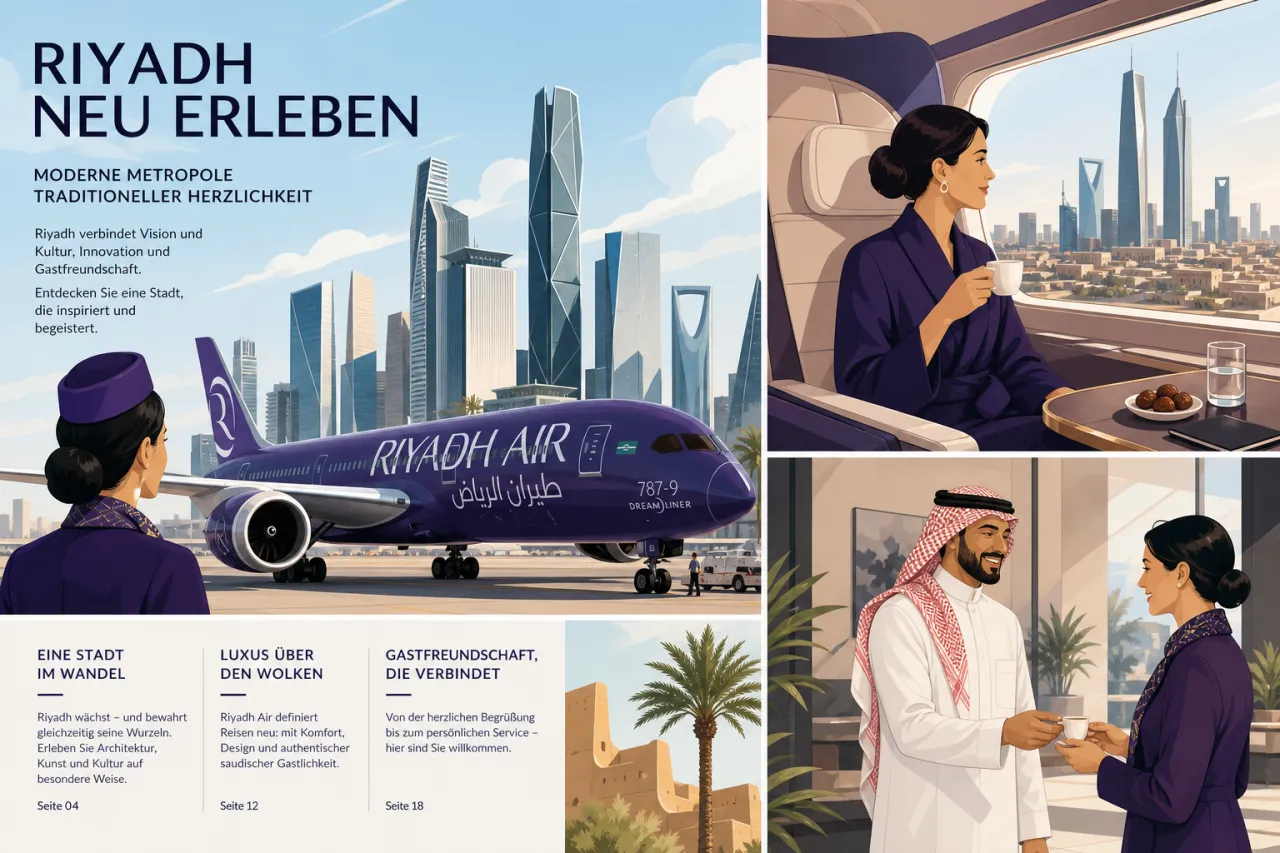 Riyadh Air Boeing 787-9 im Flug auf der Route Riyadh–London