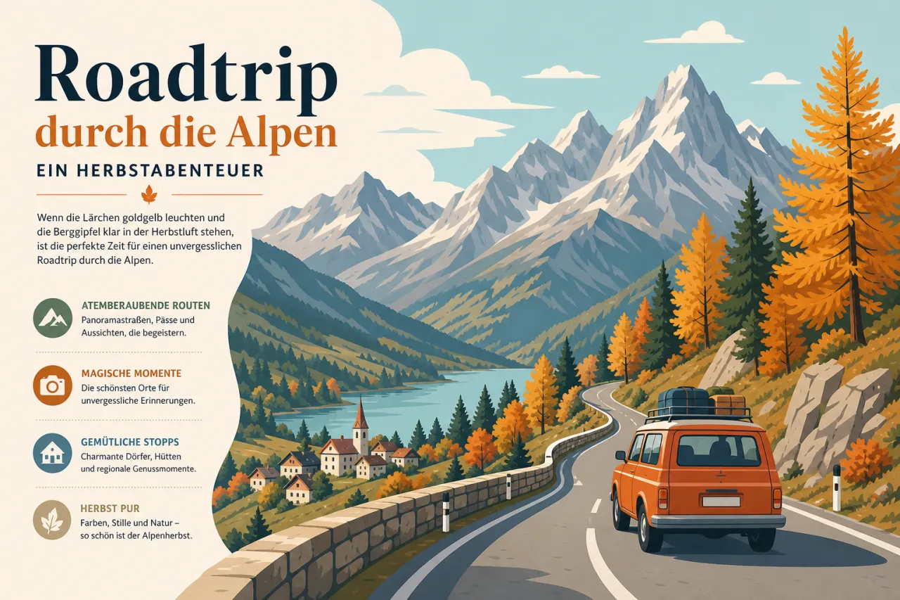 Roadtrip durch die Alpen – Herbsttour mit Pässen, Seen und Bergdörfern