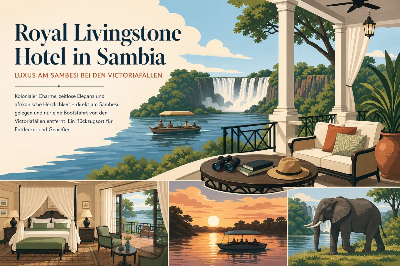 Royal Livingstone Hotel in Sambia: Luxus am Sambesi bei den Victoriafällen