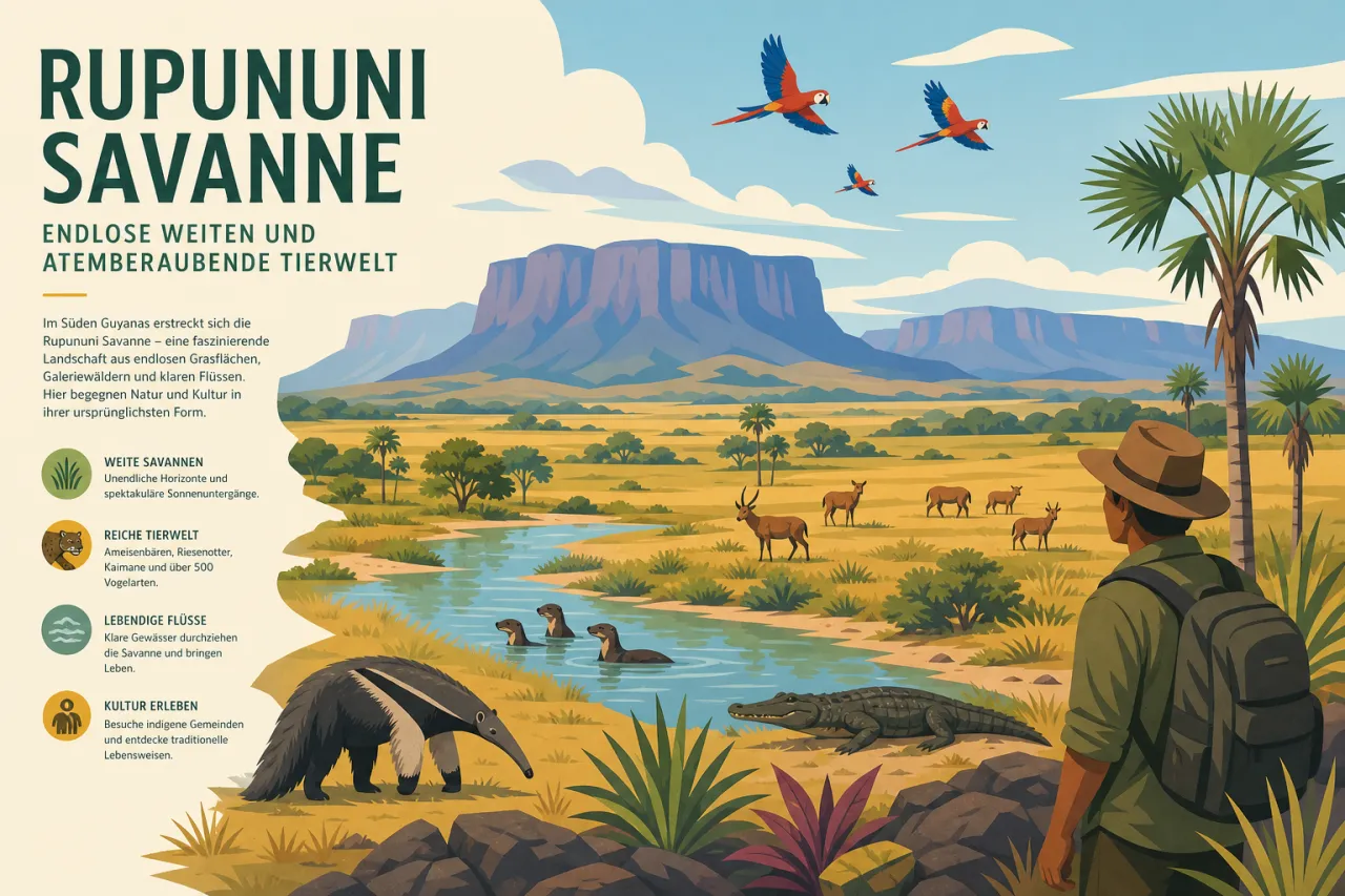 Rupununi Savanne in Guyana: Weite Ebenen, Tierwelt und Kultur
