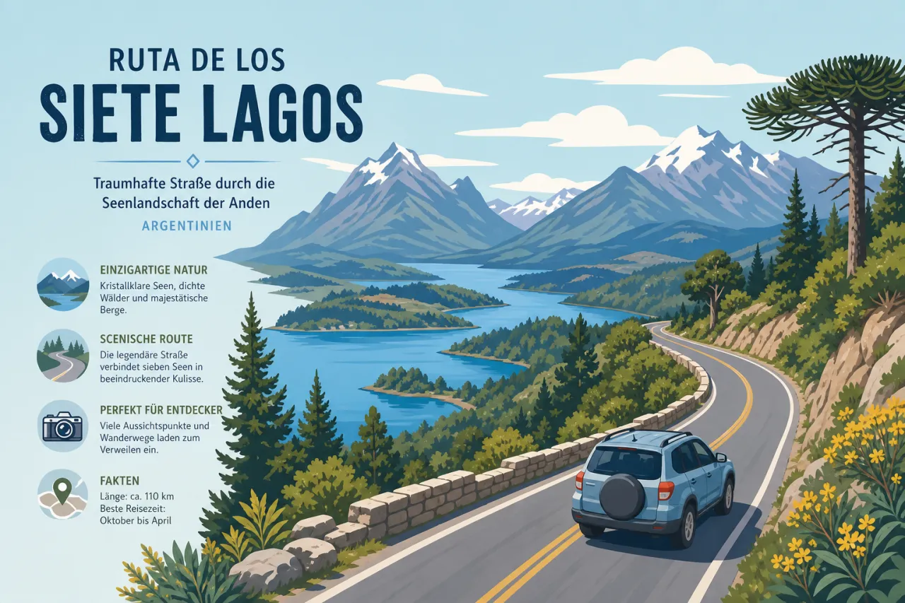 Ruta de los Siete Lagos: Traumhafte Straße durch die Seenlandschaft der Anden