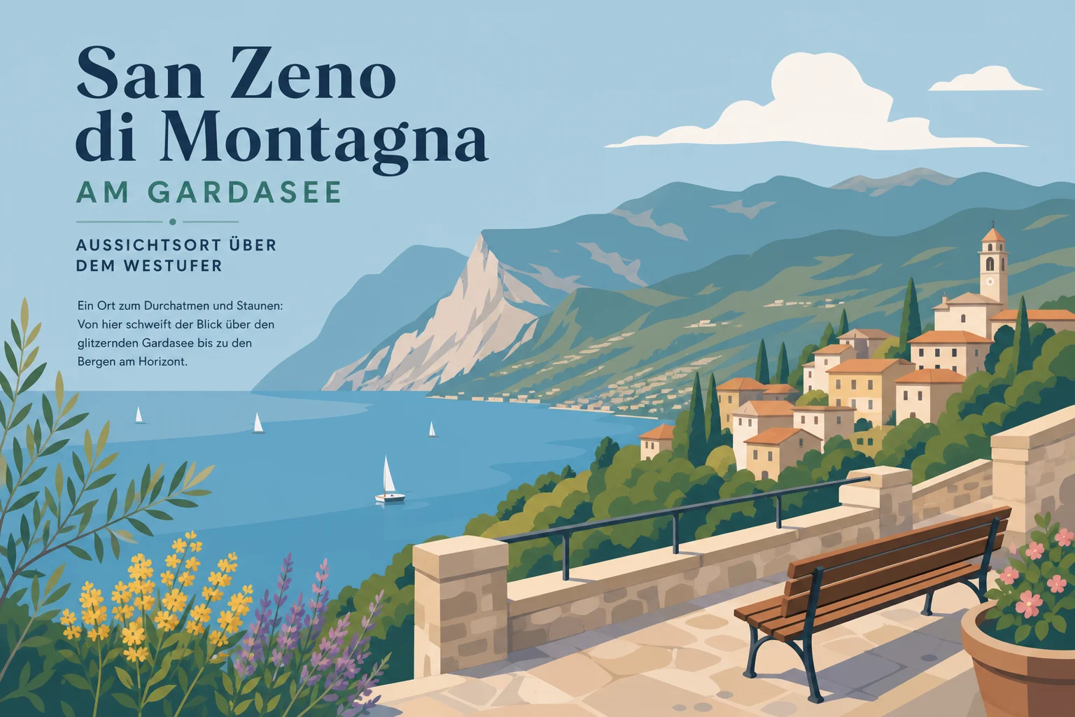 San Zeno di Montagna am Gardasee: Aussichtsort über dem Westufer