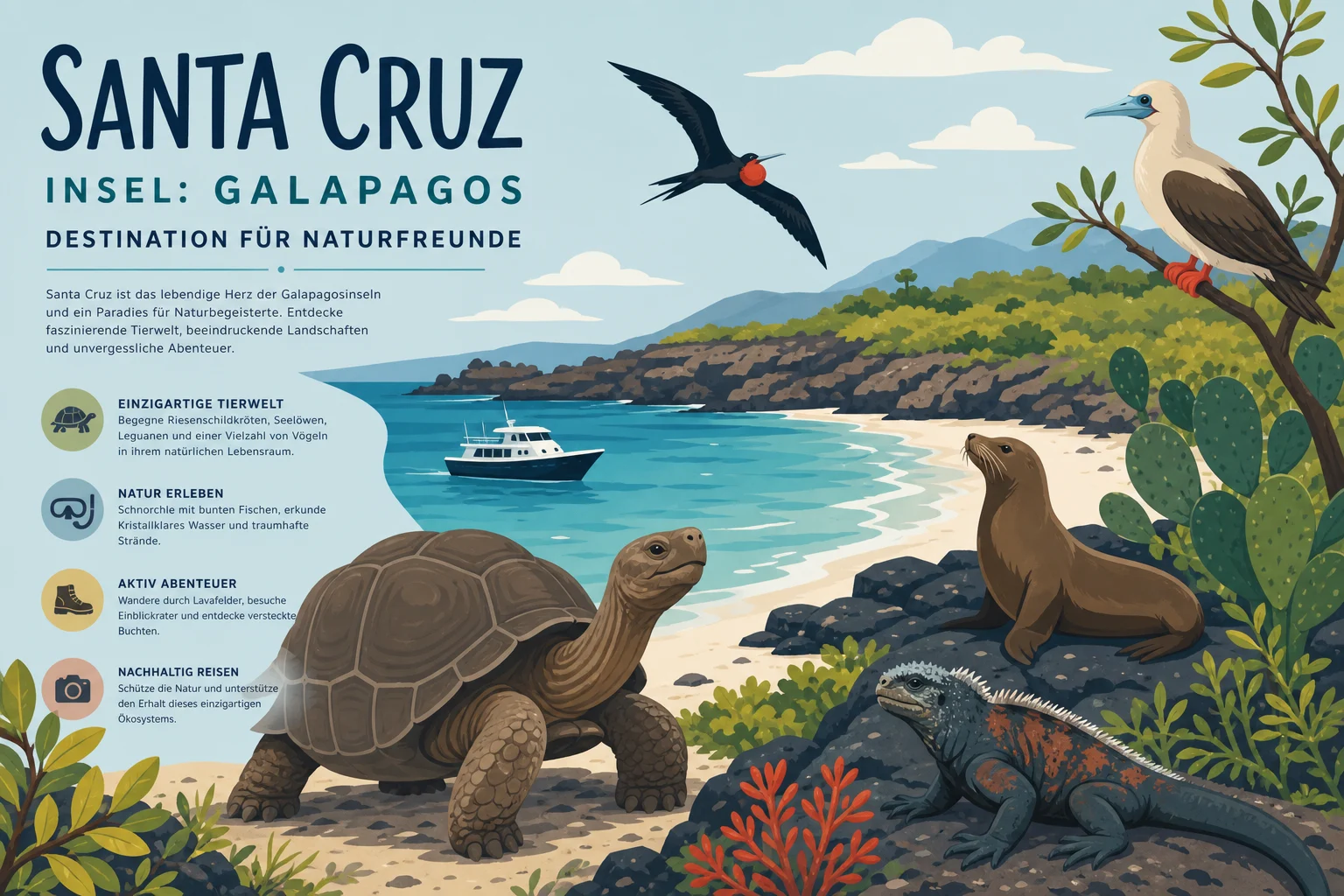 Santa Cruz Insel: Galápagos-Destination für Naturfreunde