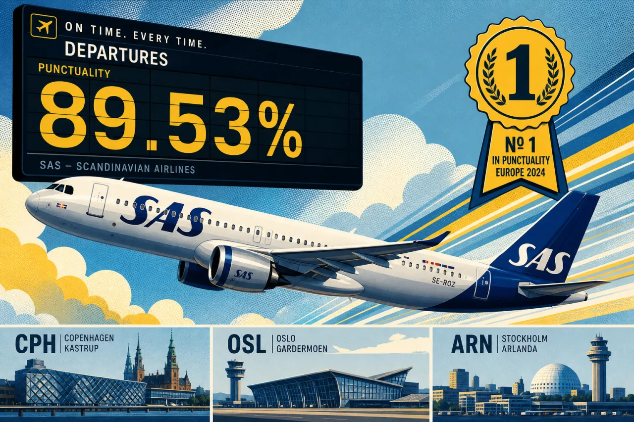 SAS ist die pünktlichste Airline der Welt — zum zweiten Mal in Folge