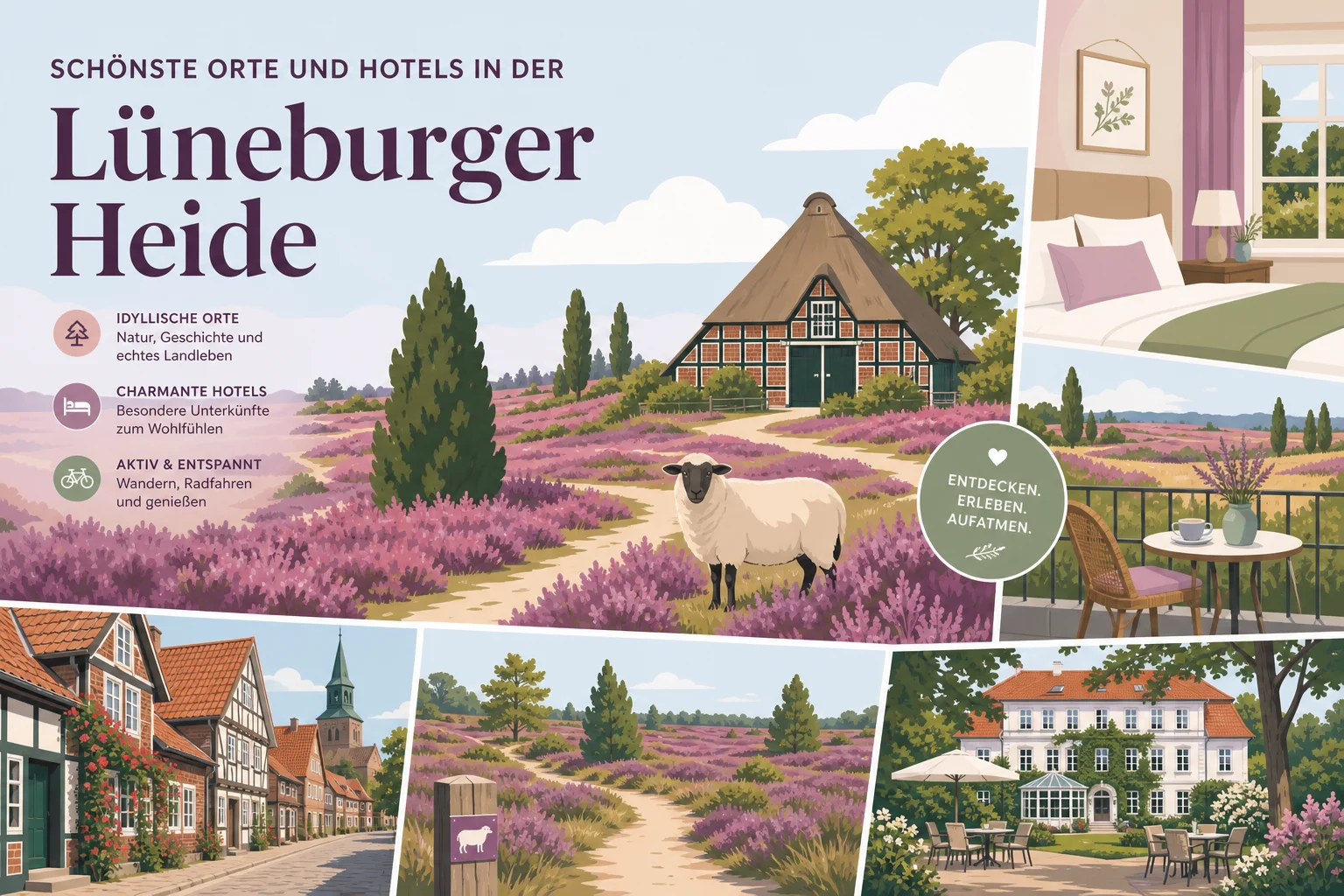 Schönste Orte und Hotels in der Lüneburger Heide