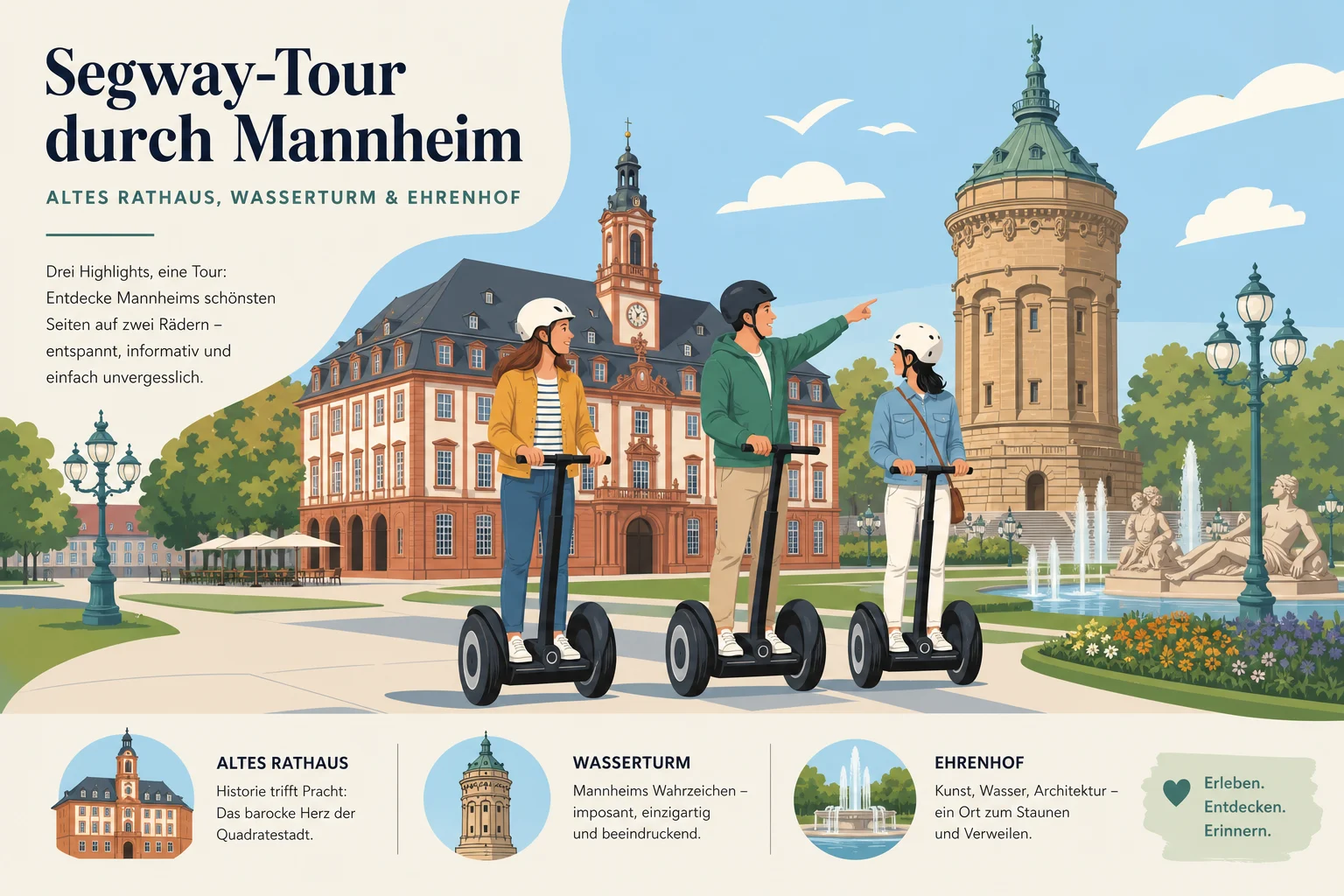 Segway-Tour durch Mannheim: Altes Rathaus, Wasserturm & Ehrenhof