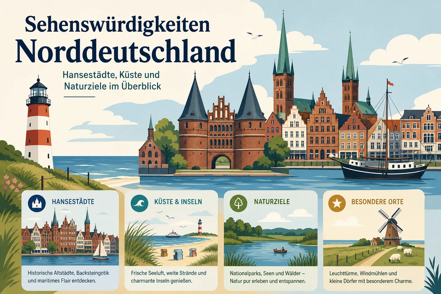 Sehenswürdigkeiten Norddeutschland: Hansestädte, Küste und Naturziele im Überblick