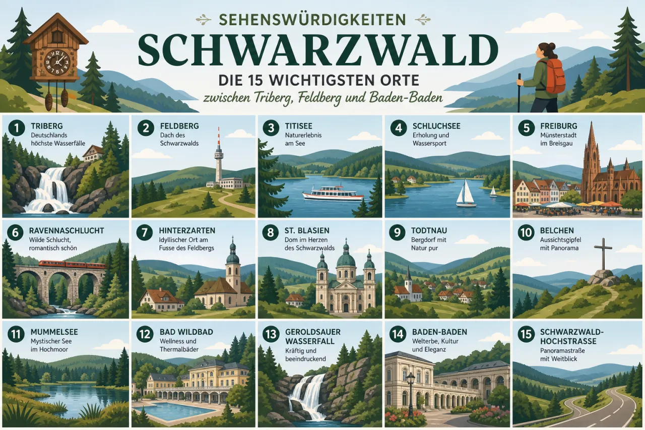 Sehenswürdigkeiten Schwarzwald: die 15 wichtigsten Orte zwischen Triberg, Feldberg und Baden-Baden