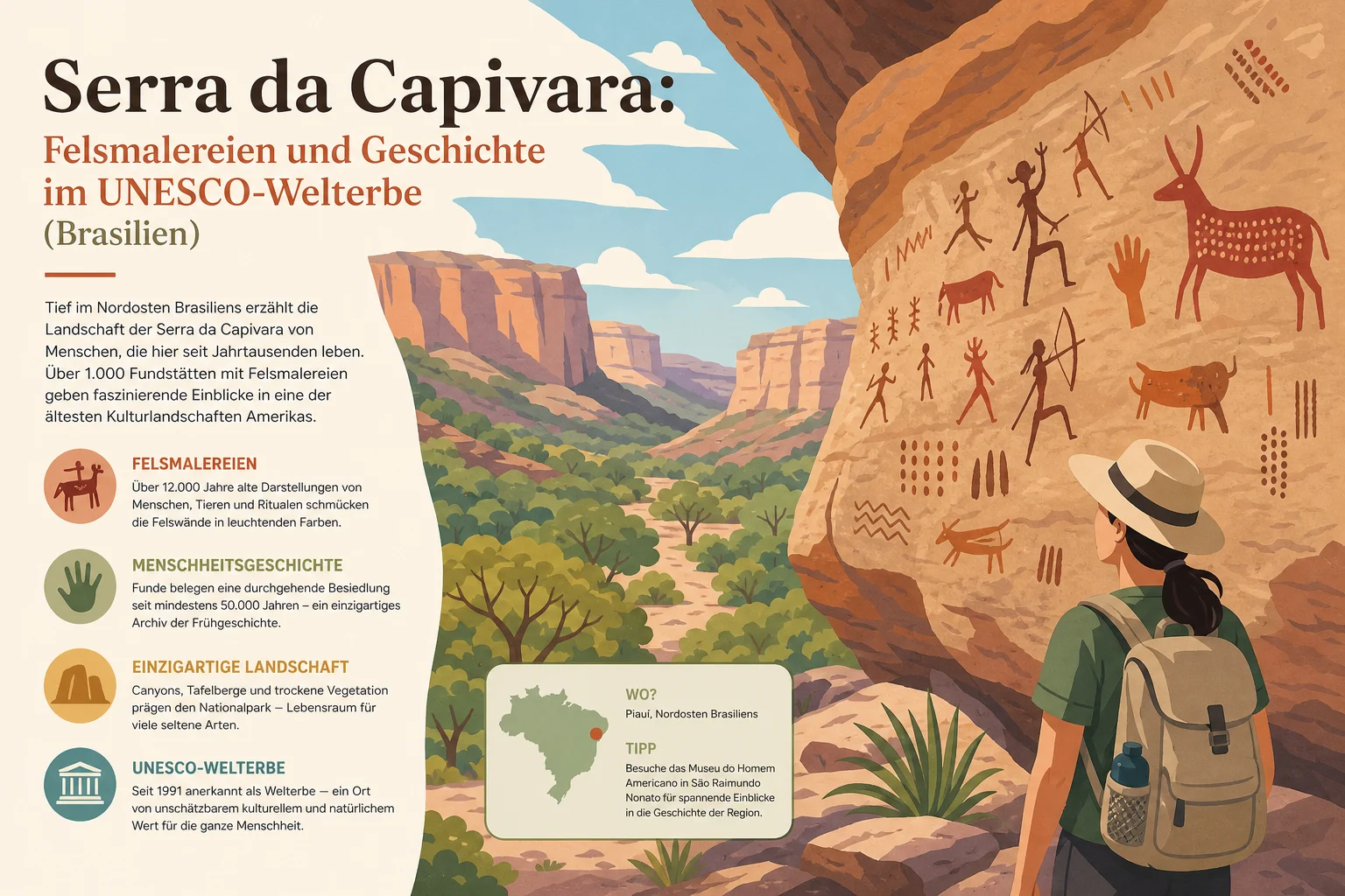 Serra da Capivara: Felsmalereien und Geschichte im UNESCO-Welterbe