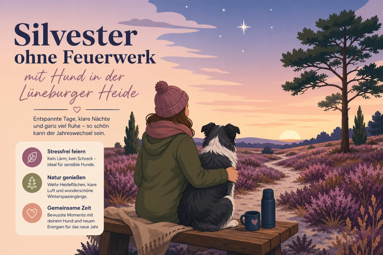 Silvester ohne Feuerwerk mit Hund in der Lüneburger Heide