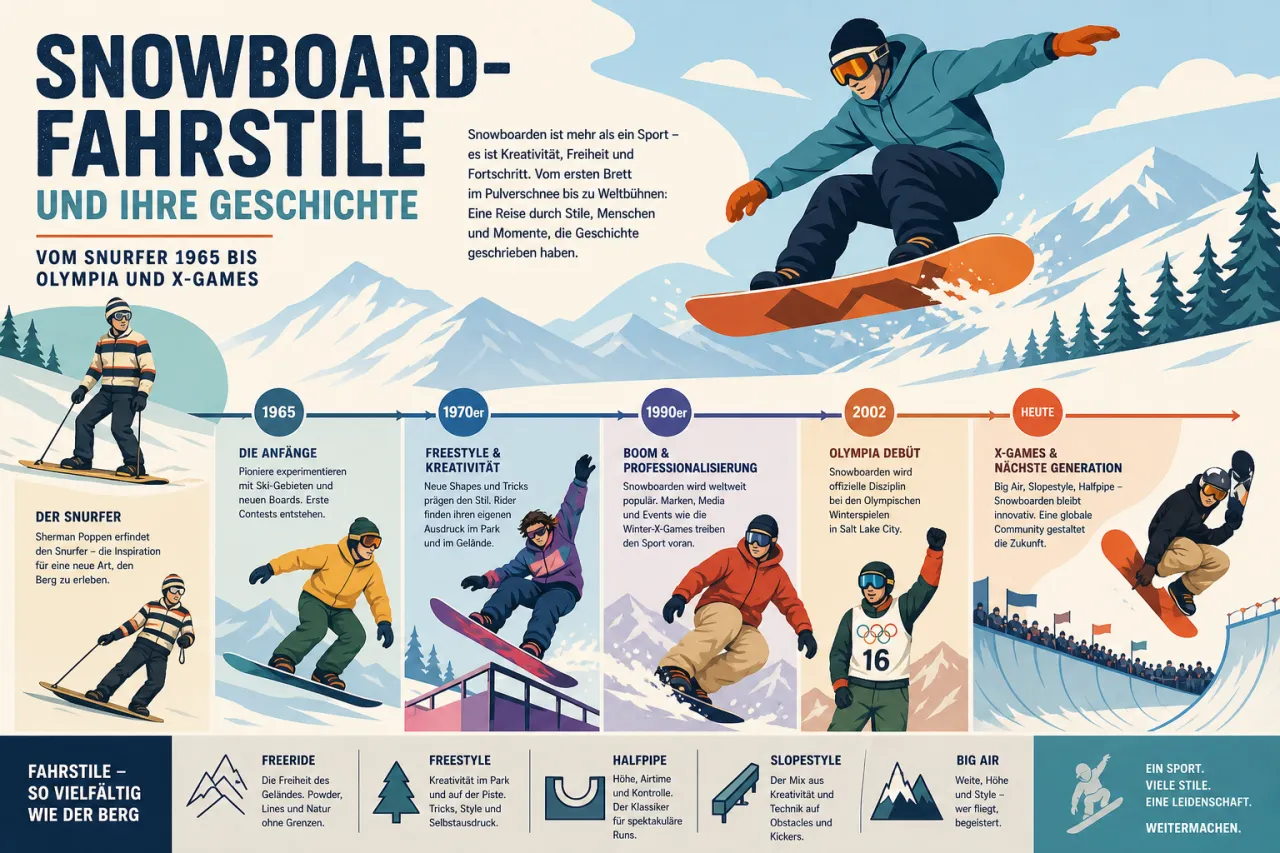 Snowboard-Fahrstile und ihre Geschichte: Vom Snurfer 1965 bis Olympia und X-Games